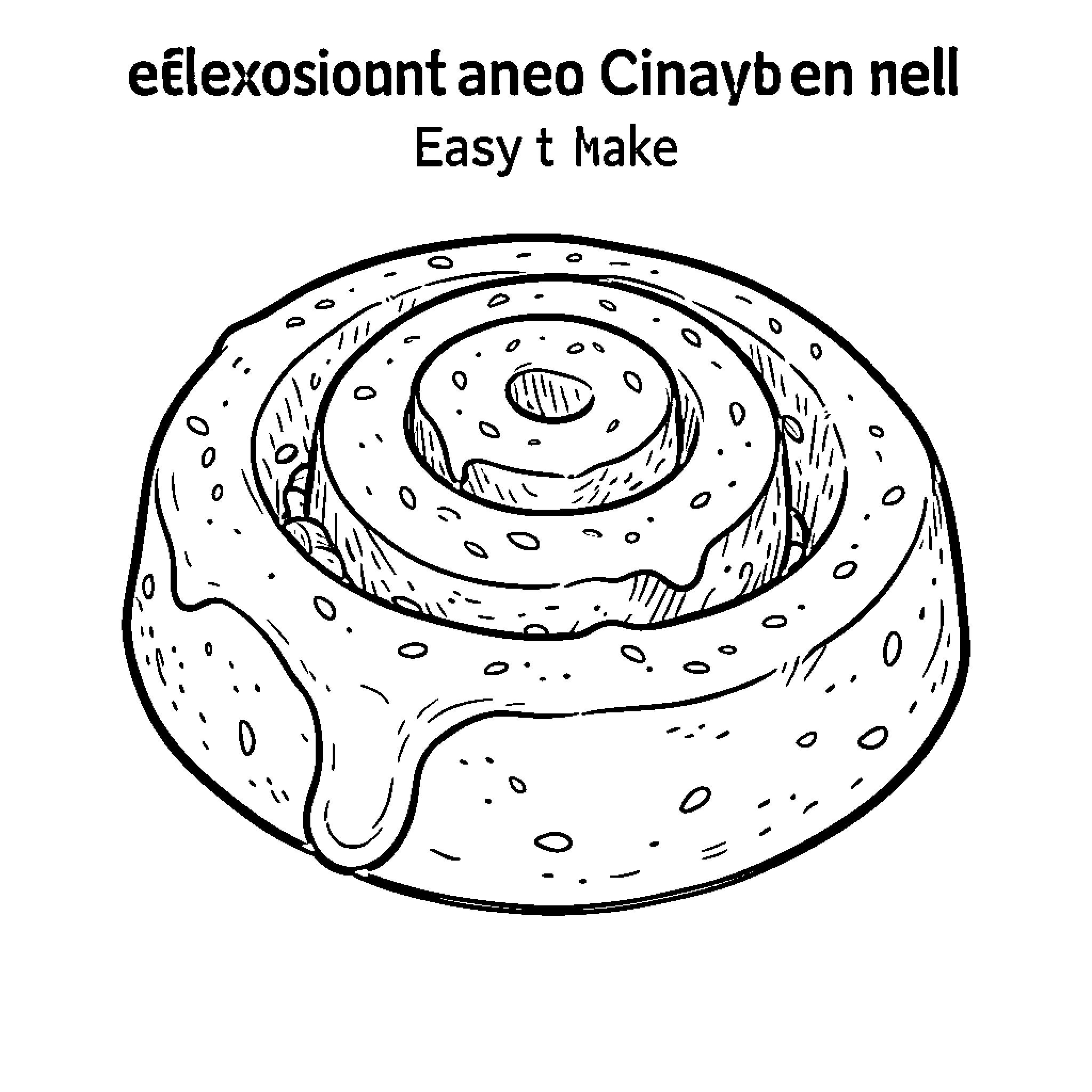 Cinnamon Roll with Gooey Filling Coloring Page (free black-and-white line drawing printable PDF for all, from beginners to advanced learners, including children, teens, adults, and seniors)