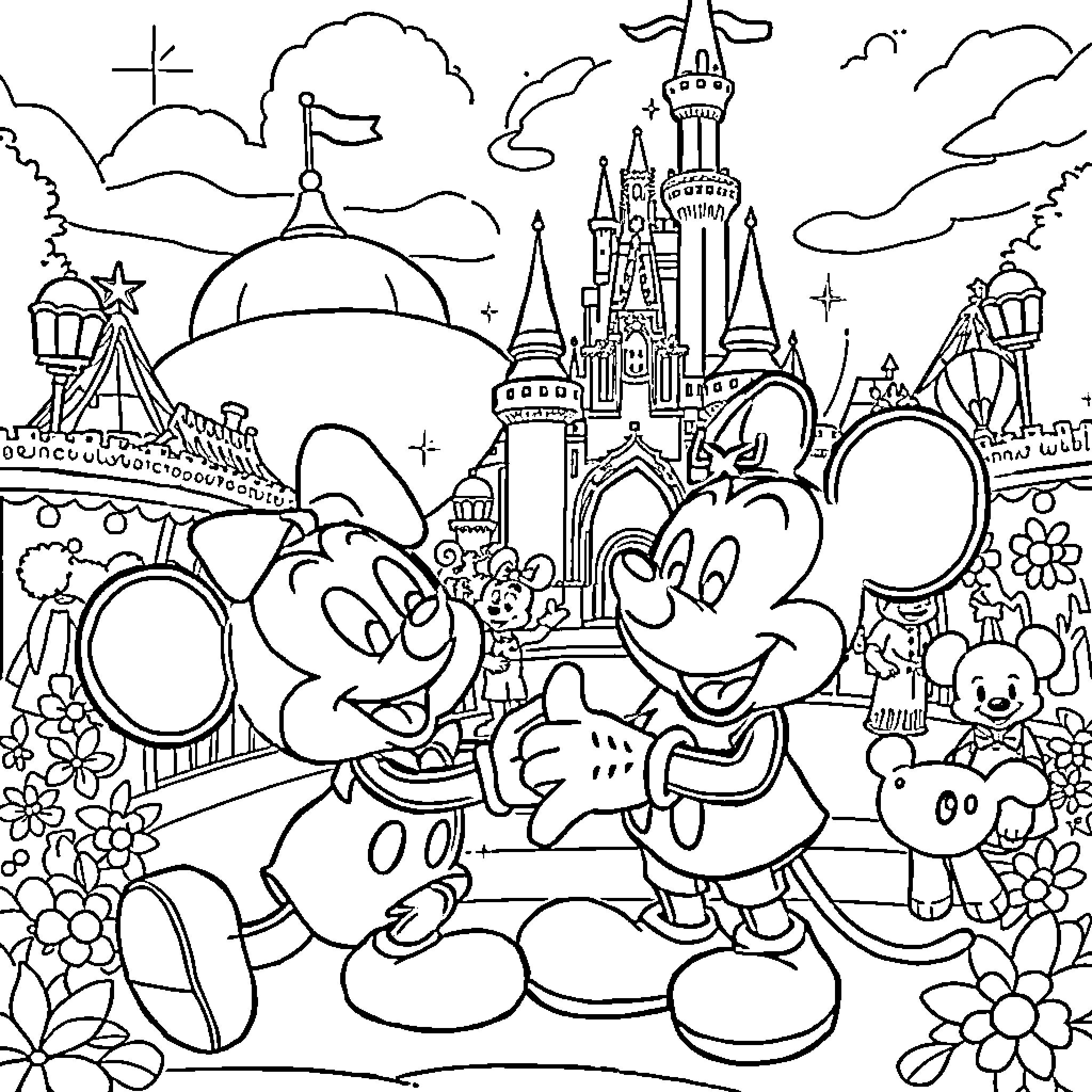 Bluey's Magic Castle Adventure Coloring Page (free black-and-white line drawing printable PDF for all, from beginners to advanced learners, including children, teens, adults, and seniors)