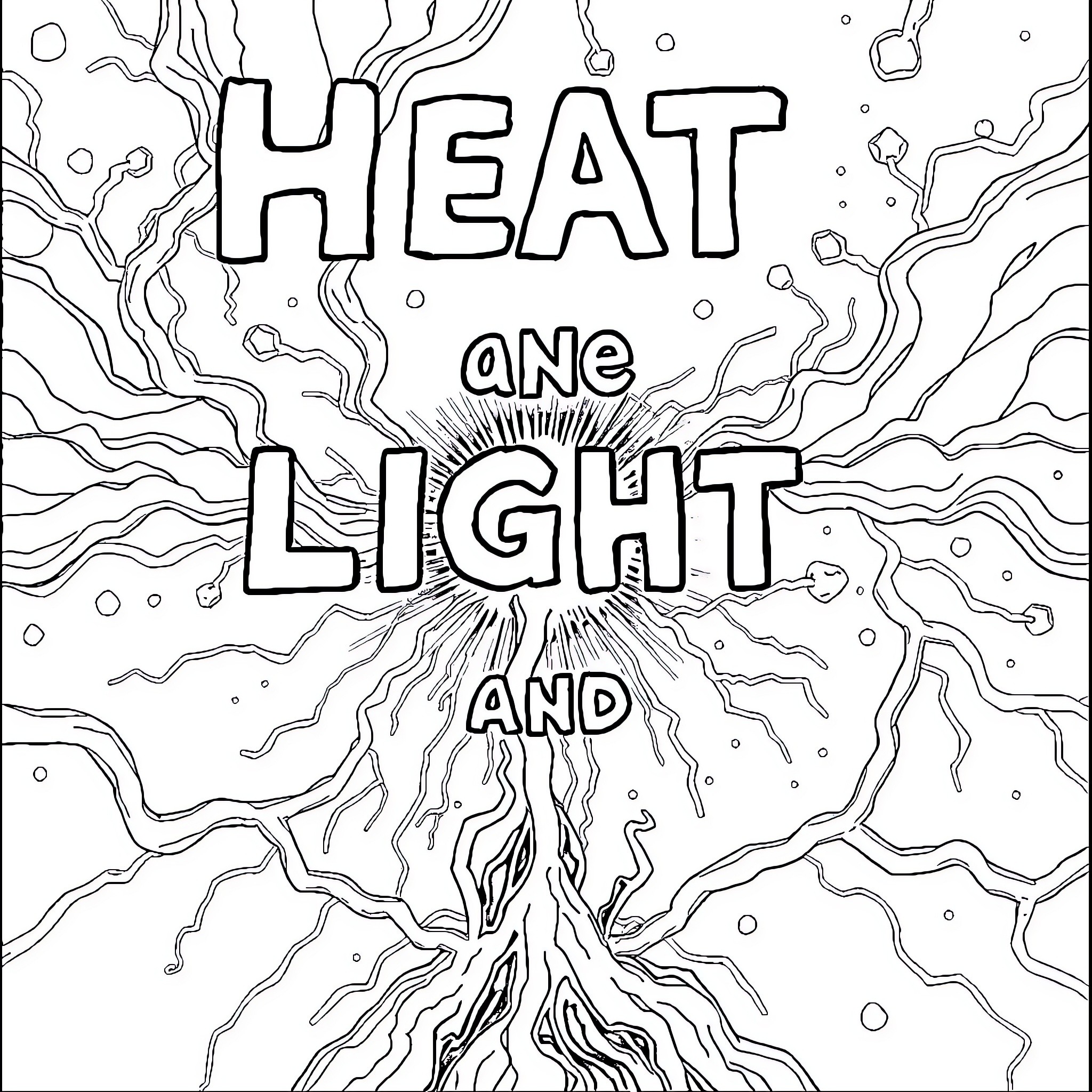 Heat, Light and Electricity Illustrated with Abstract Shapes Coloring Page (free black-and-white line drawing printable PDF for all, from beginners to advanced learners, including children, teens, adults, and seniors)