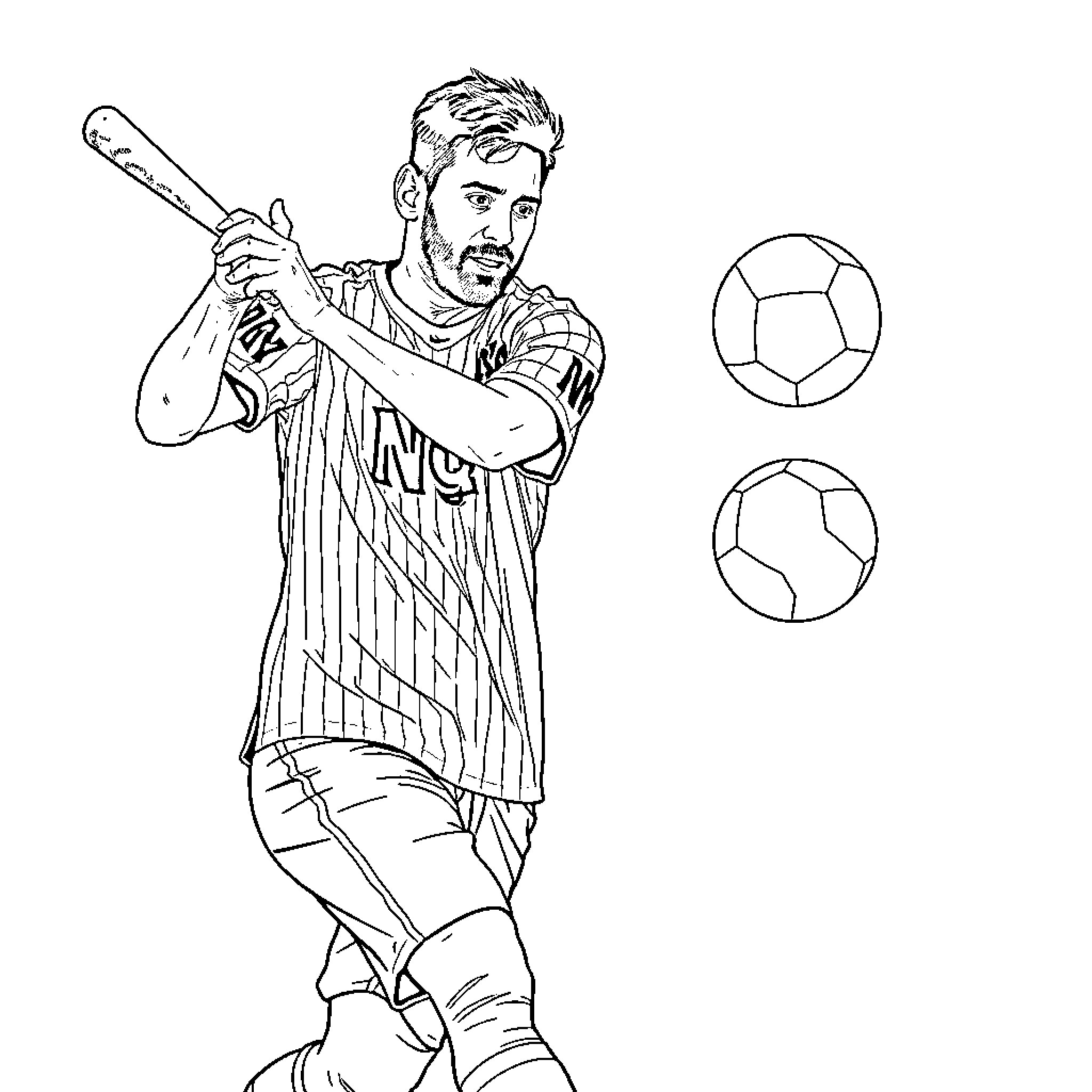 Messi playing soccer with determination Coloring Page (free black-and-white line drawing printable PDF for all, from beginners to advanced learners, including children, teens, adults, and seniors)