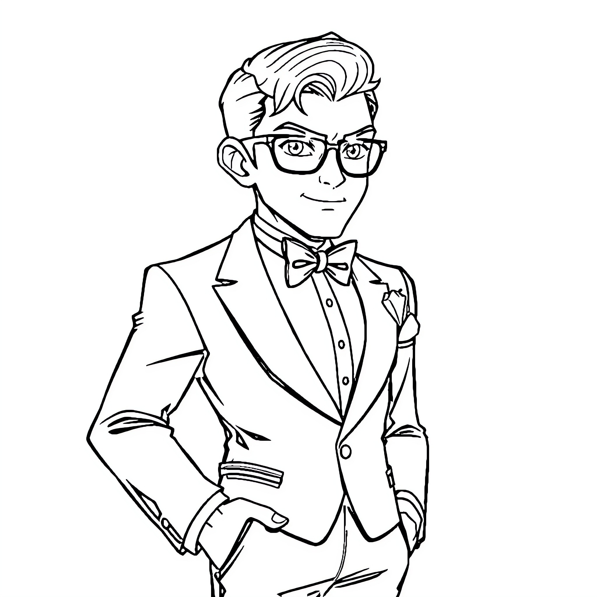 Colt Gentleman in Formal Attire Coloring Page (free black-and-white line drawing printable PDF for all, from beginners to advanced learners, including children, teens, adults, and seniors)