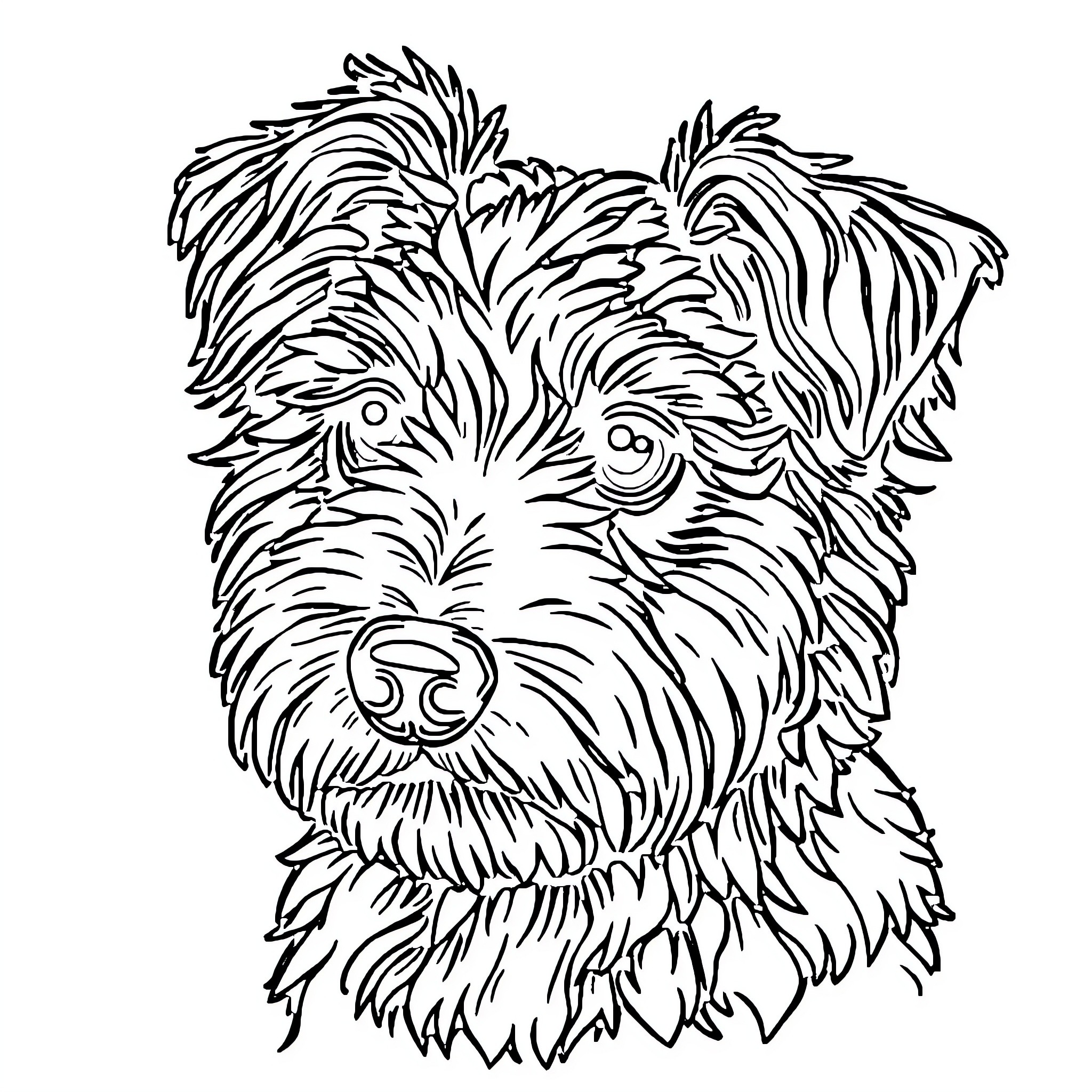 Bedlington Terrier's Playful Expression Coloring Page (free black-and-white line drawing printable PDF for all, from beginners to advanced learners, including children, teens, adults, and seniors)
