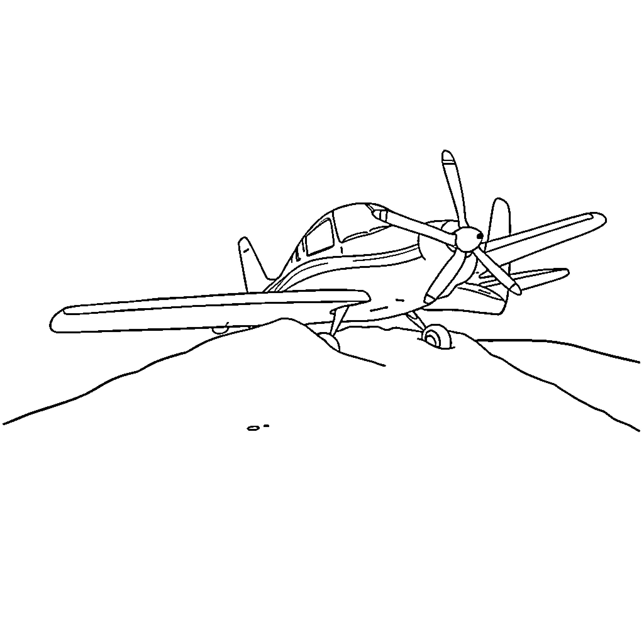 Piper Archer propeller plane in flight Coloring Page (free black-and-white line drawing printable PDF for all, from beginners to advanced learners, including children, teens, adults, and seniors)
