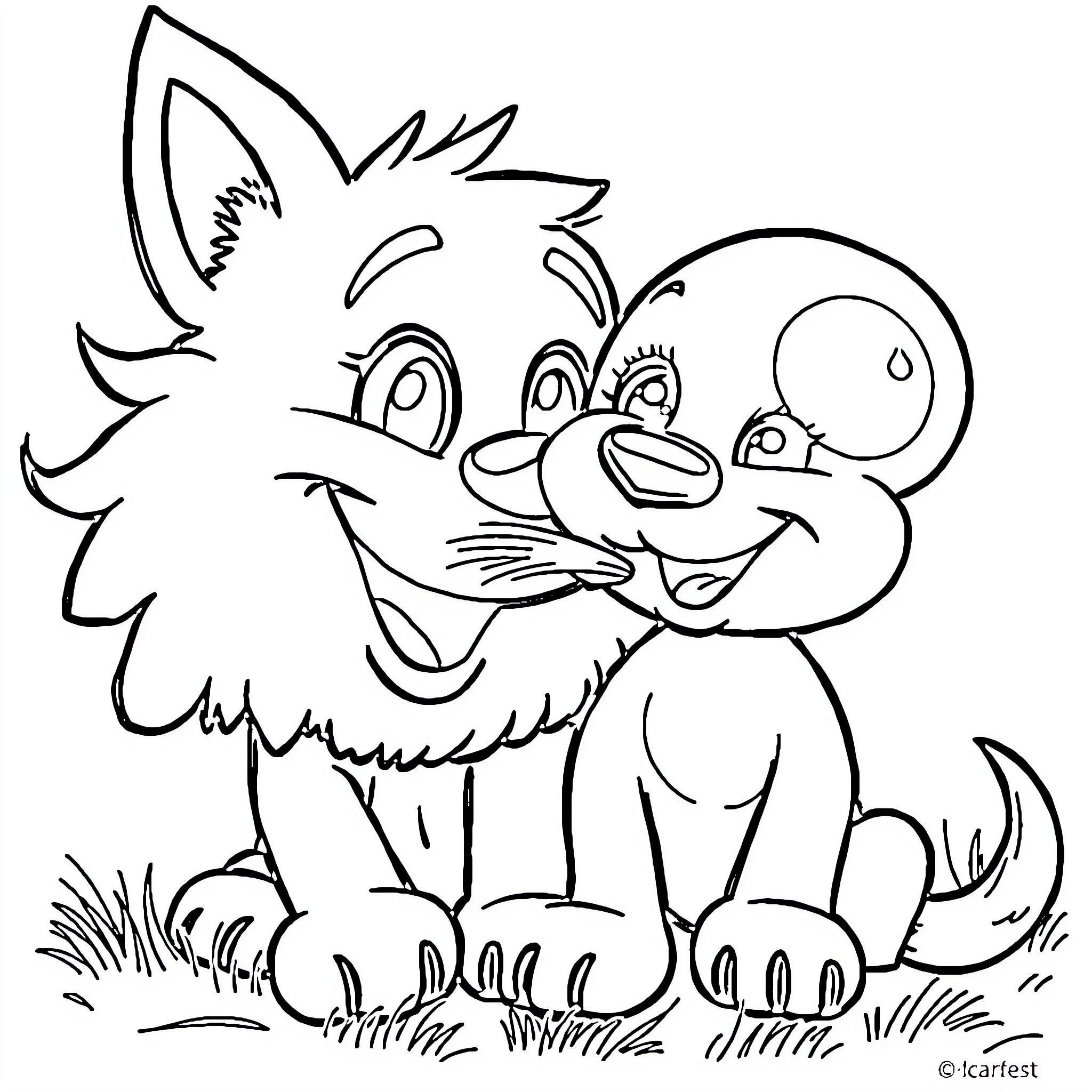 Bluey playing and exploring in the outdoors Coloring Page (free black-and-white line drawing printable PDF for all, from beginners to advanced learners, including children, teens, adults, and seniors)
