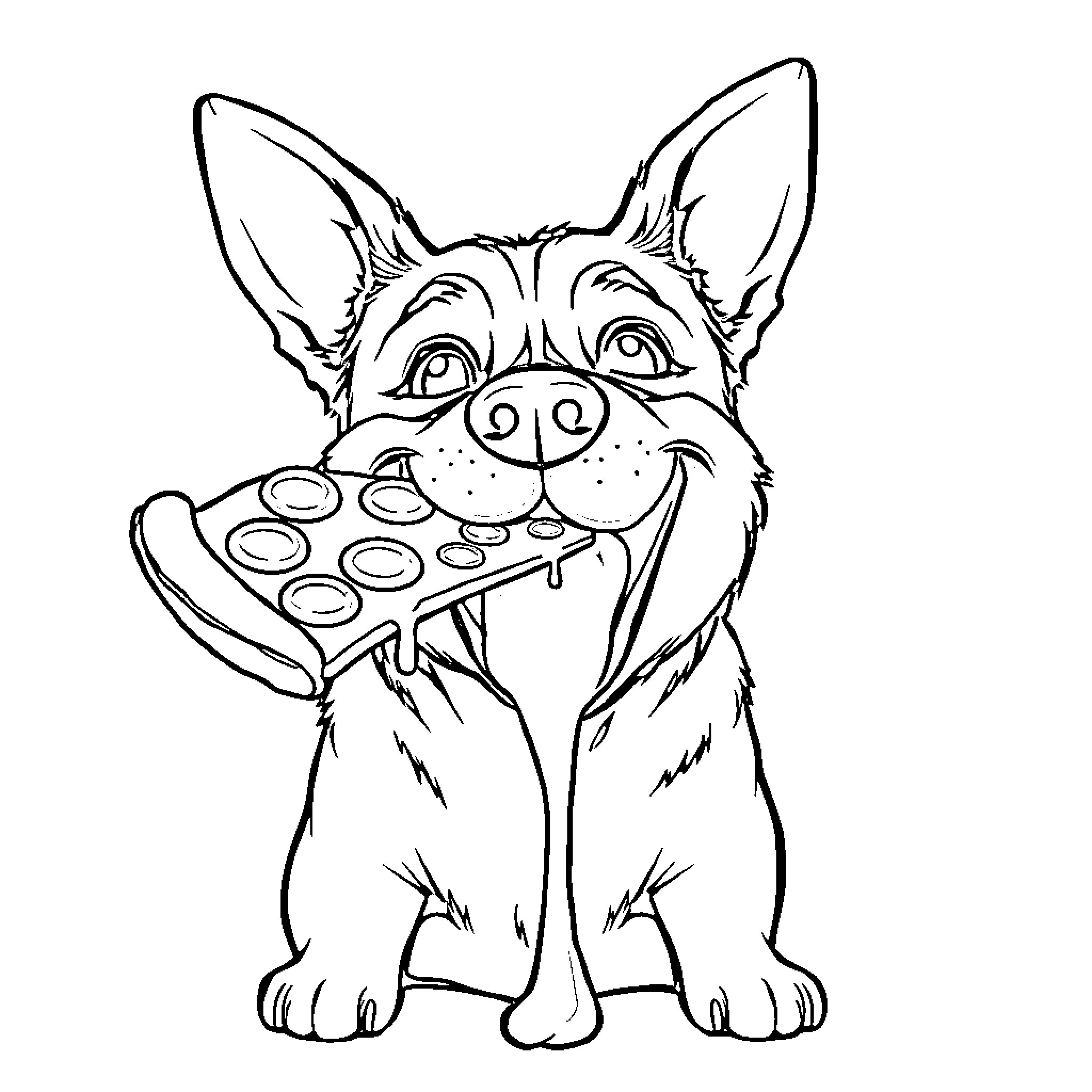 Dog playing video game happily Coloring Page (free black-and-white line drawing printable PDF for all, from beginners to advanced learners, including children, teens, adults, and seniors)