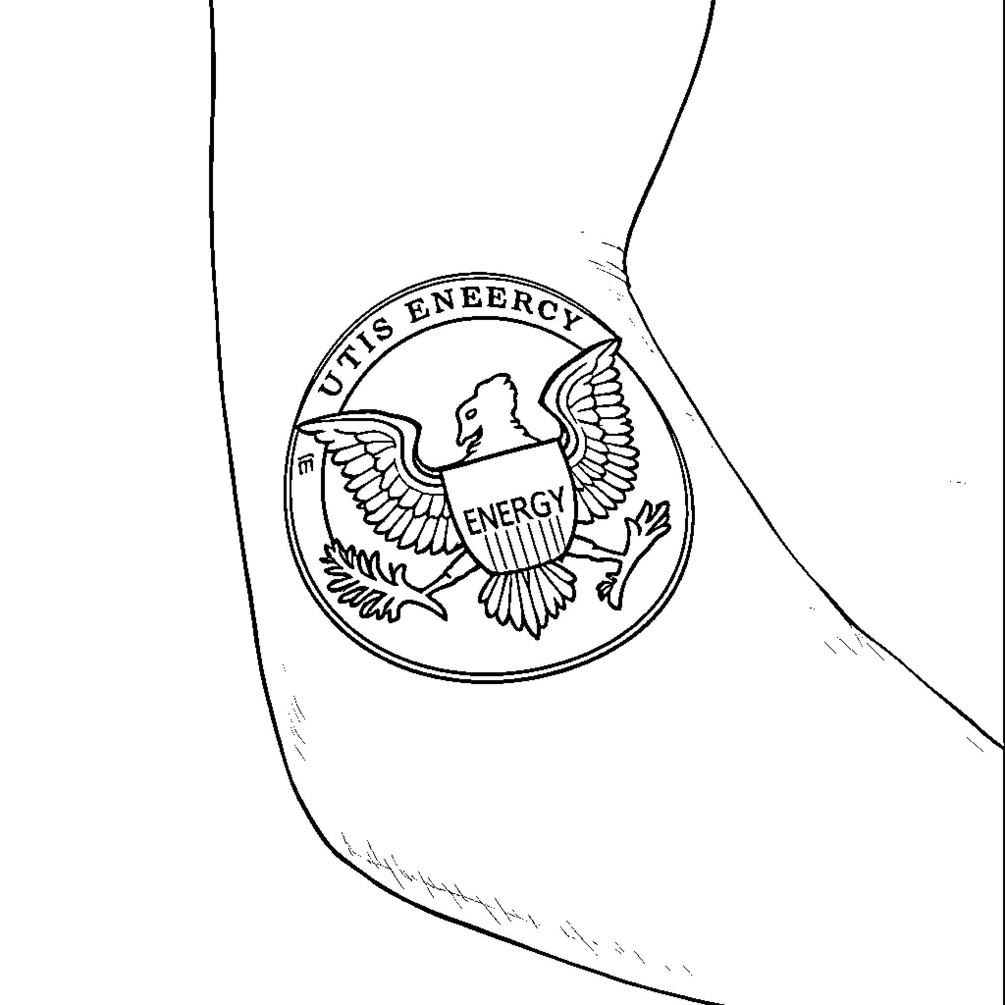 US Department of Energy Emblem with Eagle Symbol Coloring Page (free black-and-white line drawing printable PDF for all, from beginners to advanced learners, including children, teens, adults, and seniors)