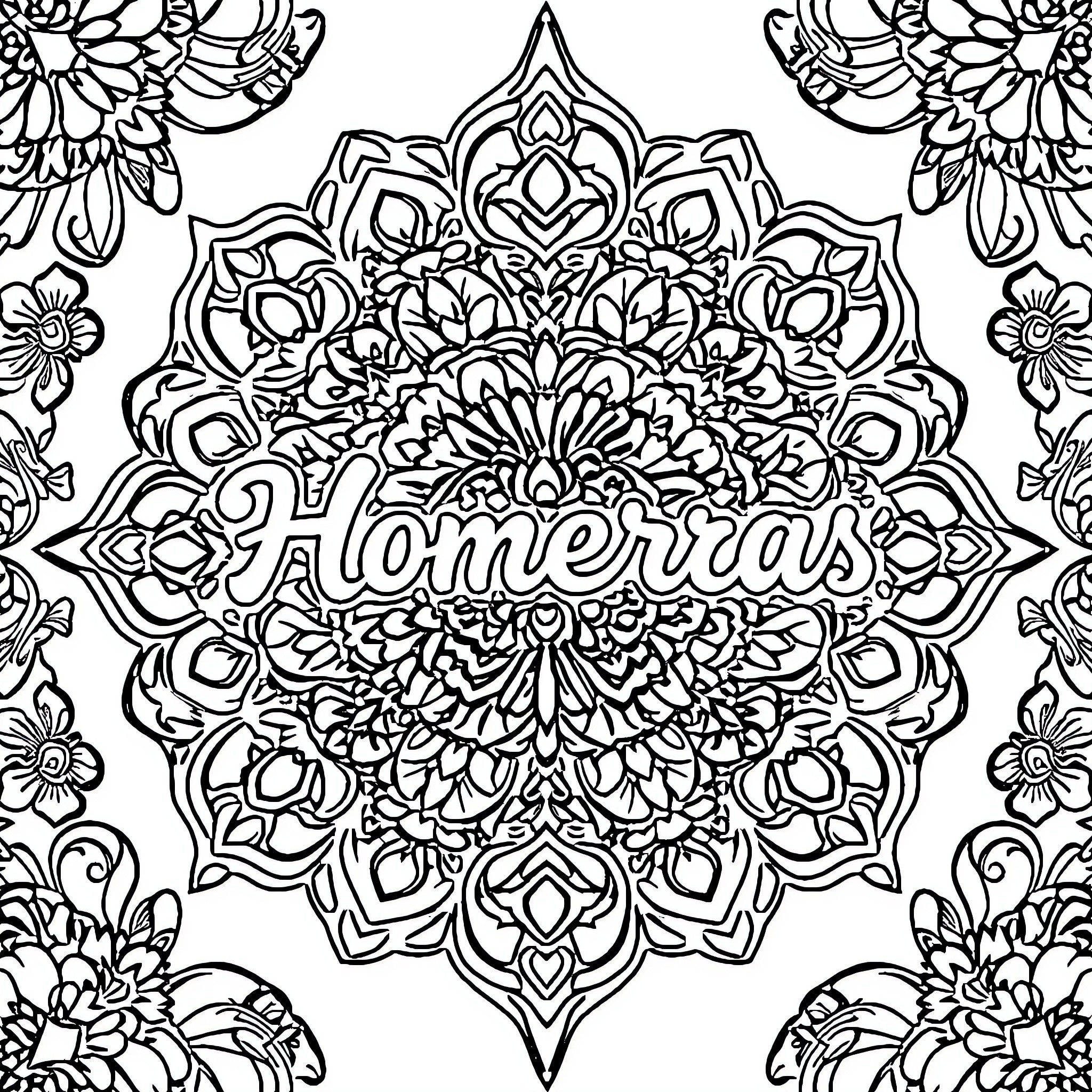 Mandalas of intricate floral patterns and decorative designs Coloring Page (free black-and-white line drawing printable PDF for all, from beginners to advanced learners, including children, teens, adults, and seniors)