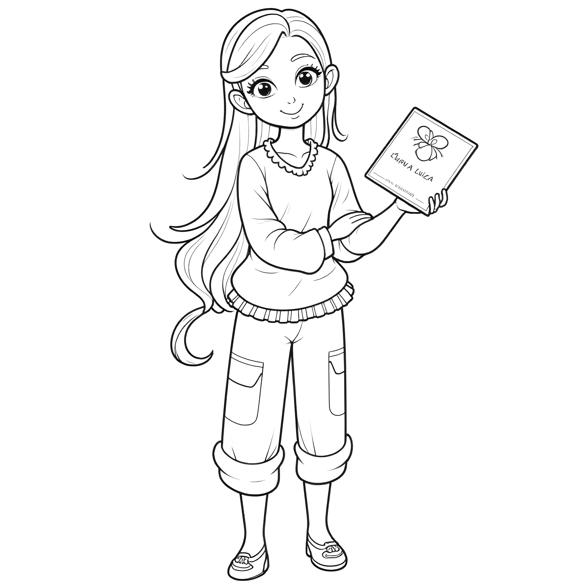 Labubu's Whimsical Adventure with Nature Guide Coloring Page (free black-and-white line drawing printable PDF for all, from beginners to advanced learners, including children, teens, adults, and seniors)