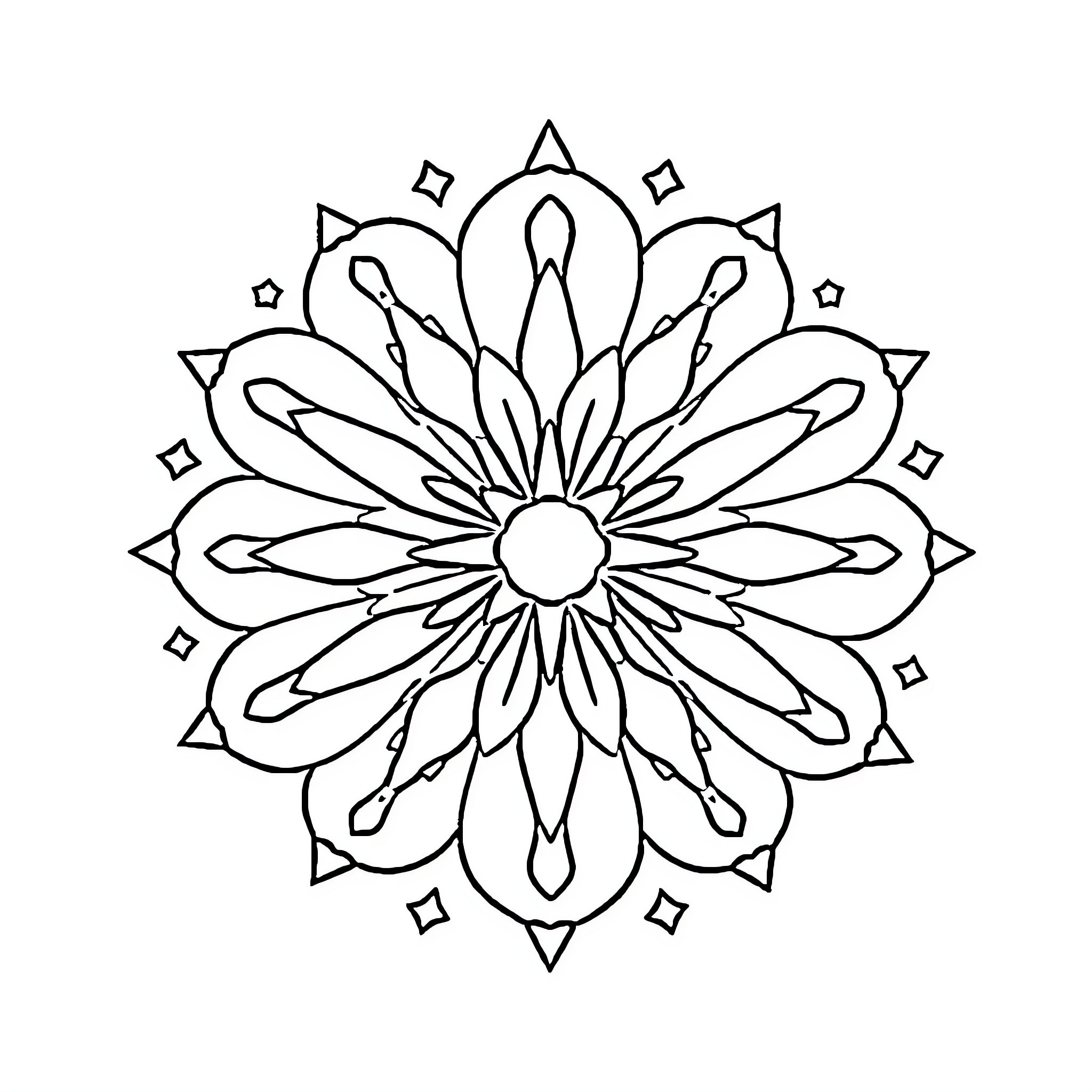 Mandala of intricate floral design Coloring Page (free black-and-white line drawing printable PDF for all, from beginners to advanced learners, including children, teens, adults, and seniors)