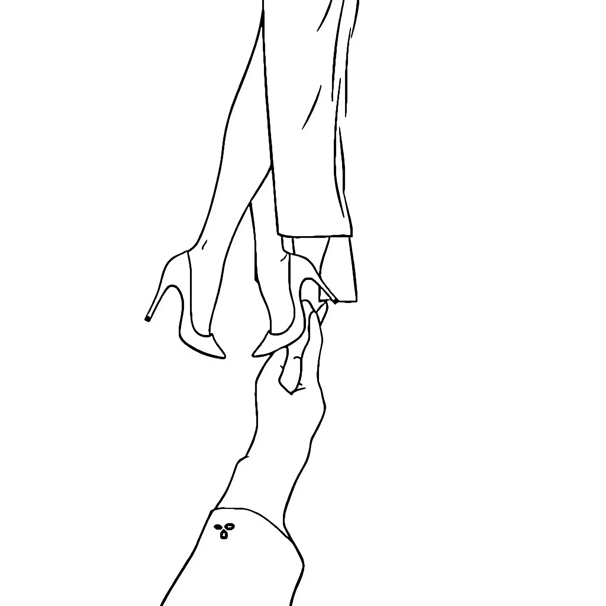 Woman in elegant dress and heels Coloring Page (free black-and-white line drawing printable PDF for all, from beginners to advanced learners, including children, teens, adults, and seniors)