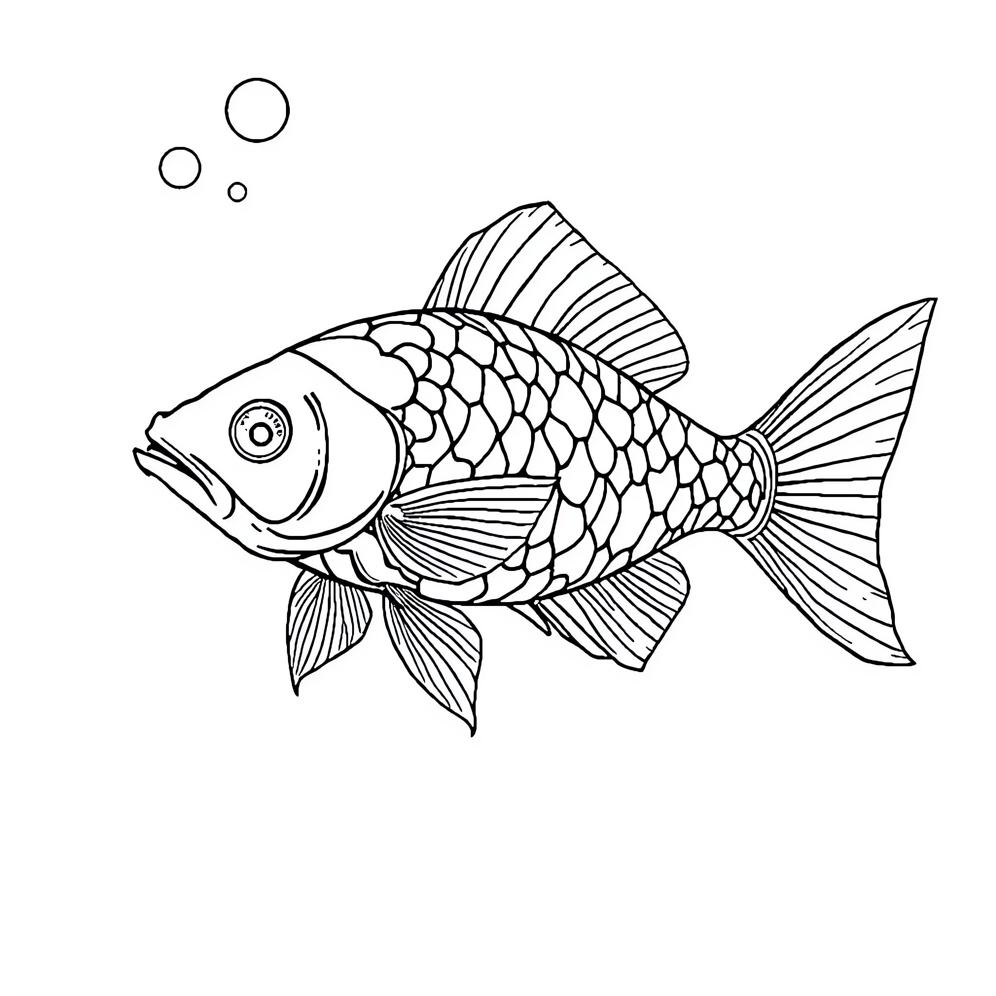 Jumping Fish Swimming Gracefully Coloring Page (free black-and-white line drawing printable PDF for all, from beginners to advanced learners, including children, teens, adults, and seniors)
