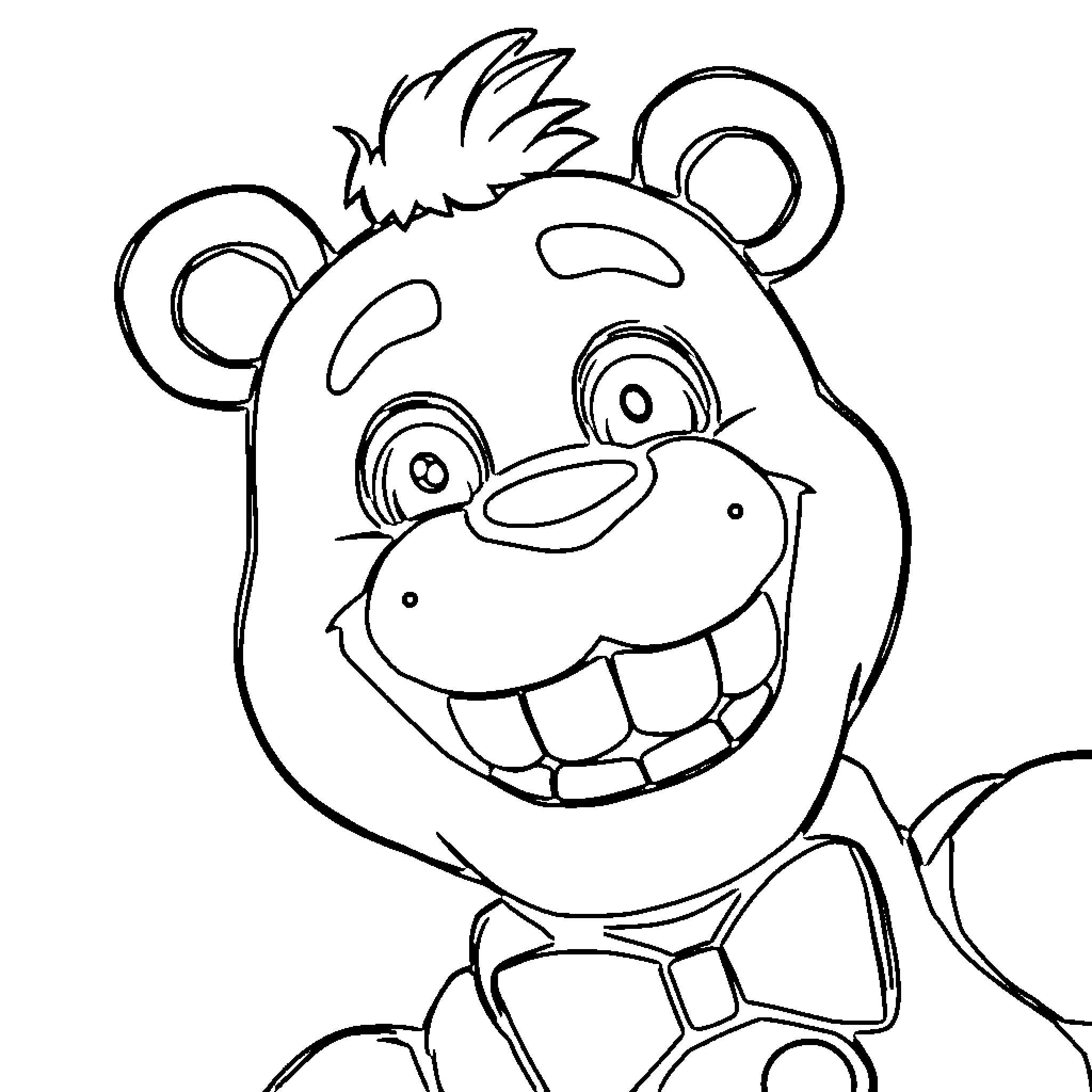 Freddy the Friendly Bear's Fun and Silly Antics Coloring Page (free black-and-white line drawing printable PDF for all, from beginners to advanced learners, including children, teens, adults, and seniors)
