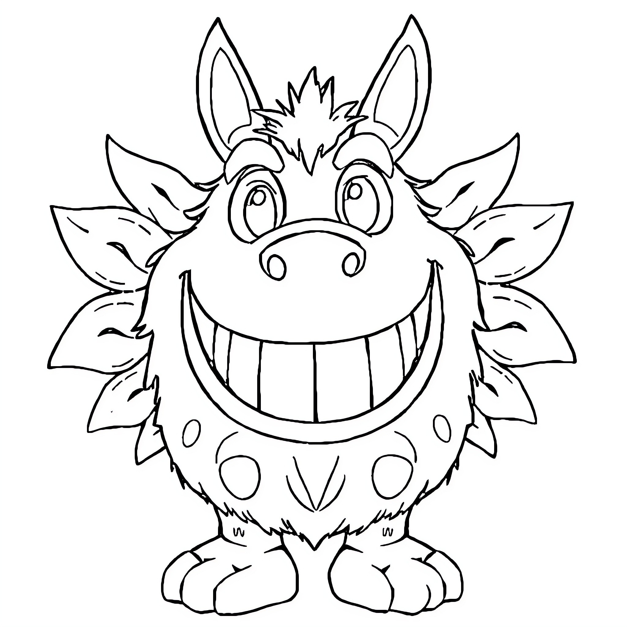 Le Grand Schtroumpf - Friendly Monster with Big Smile Coloring Page (free black-and-white line drawing printable PDF for all, from beginners to advanced learners, including children, teens, adults, and seniors)
