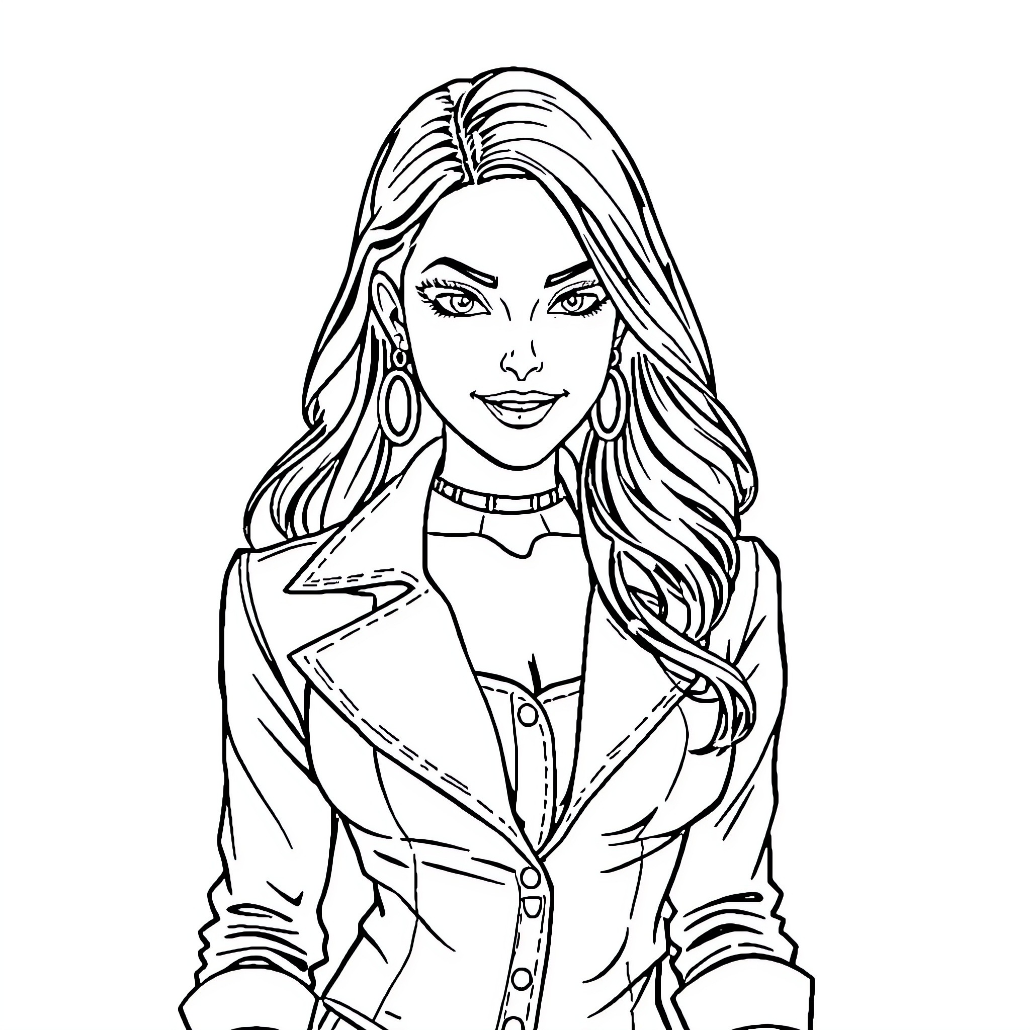 Sasha Gray in professional business attire Coloring Page (free black-and-white line drawing printable PDF for all, from beginners to advanced learners, including children, teens, adults, and seniors)