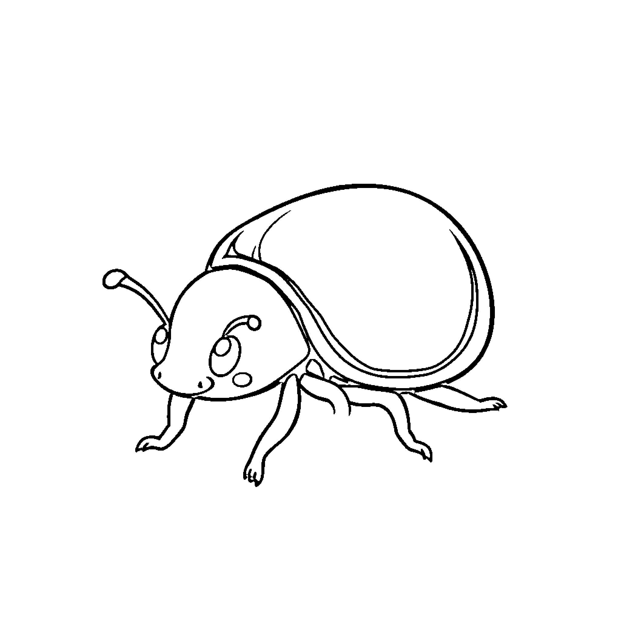 Dung Beetle scurrying across the ground Coloring Page (free black-and-white line drawing printable PDF for all, from beginners to advanced learners, including children, teens, adults, and seniors)