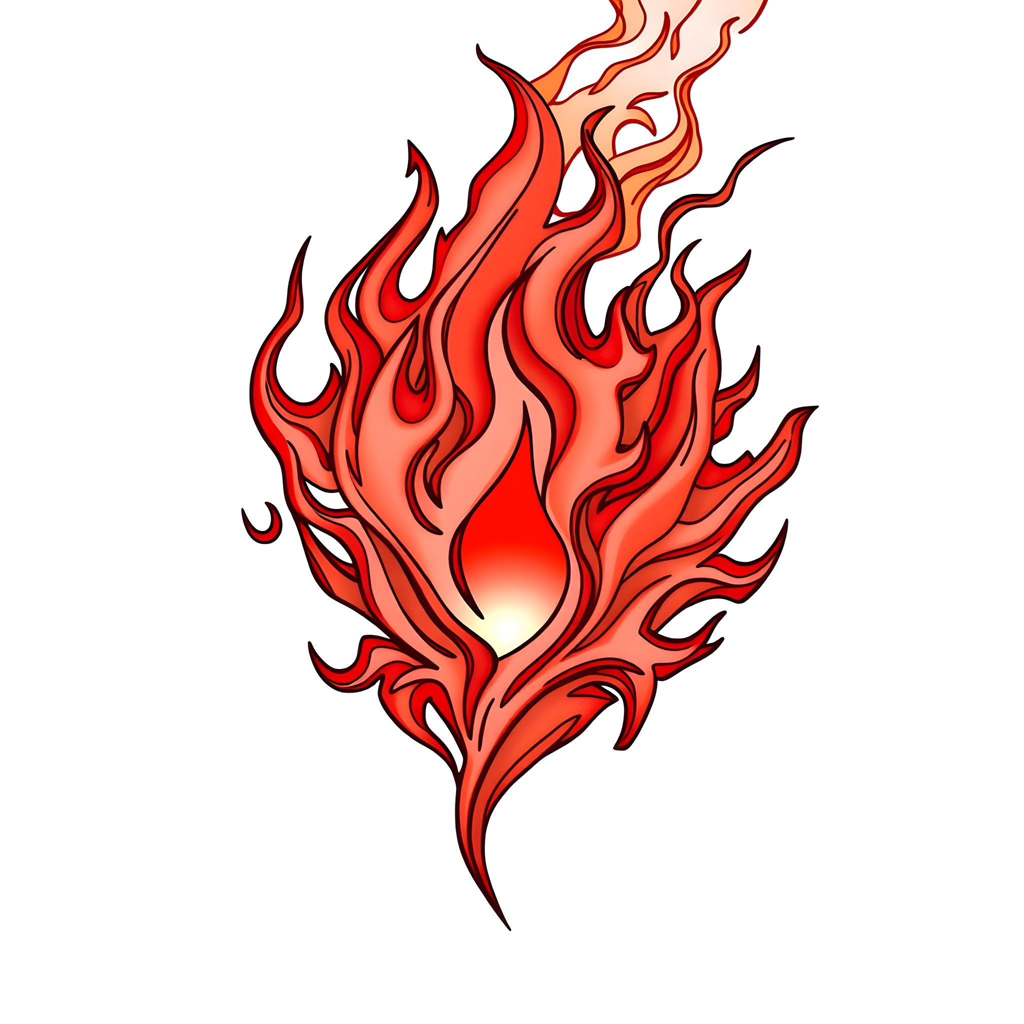 Mana's Burning Passion Coloring Page (free black-and-white line drawing printable PDF for all, from beginners to advanced learners, including children, teens, adults, and seniors)