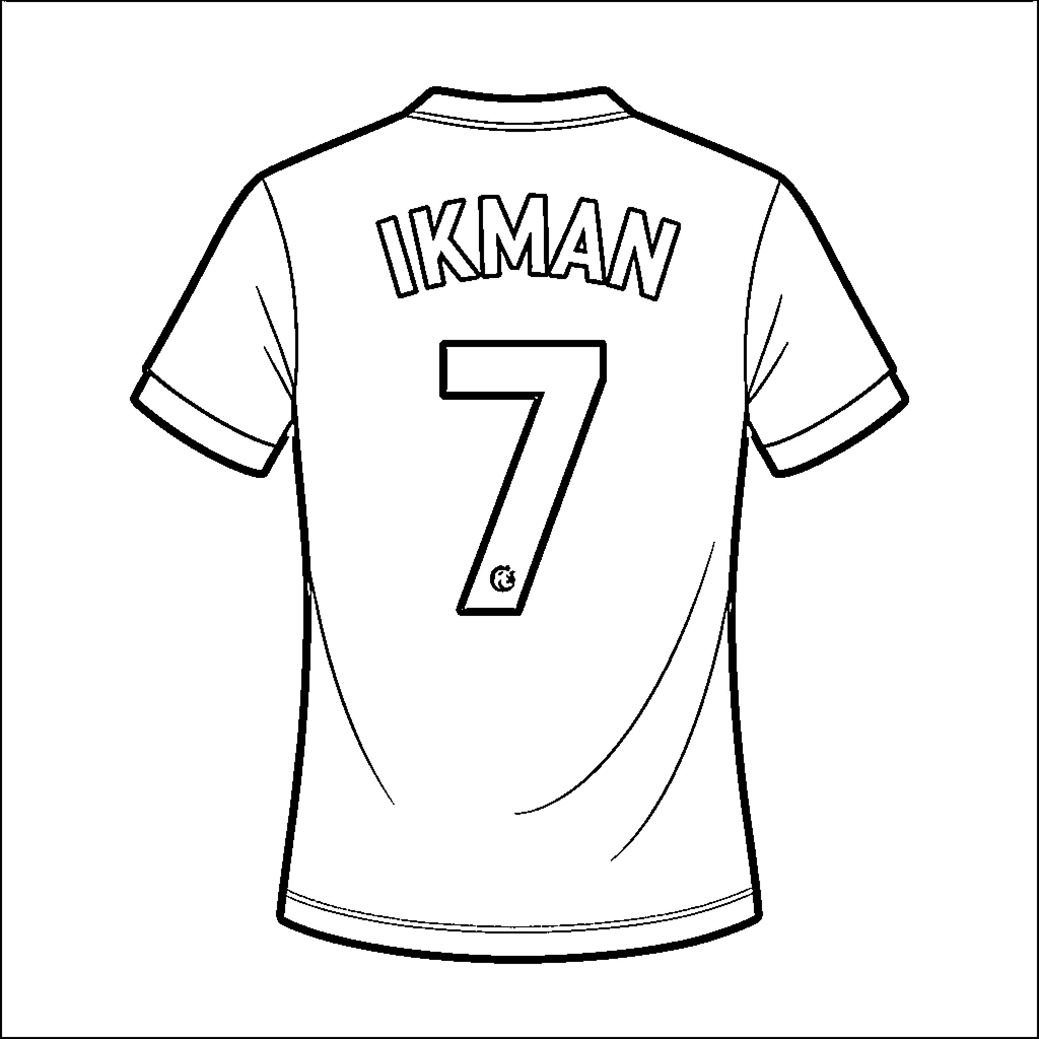 Soccer Jersey with name and number on back Coloring Page (free black-and-white line drawing printable PDF for all, from beginners to advanced learners, including children, teens, adults, and seniors)