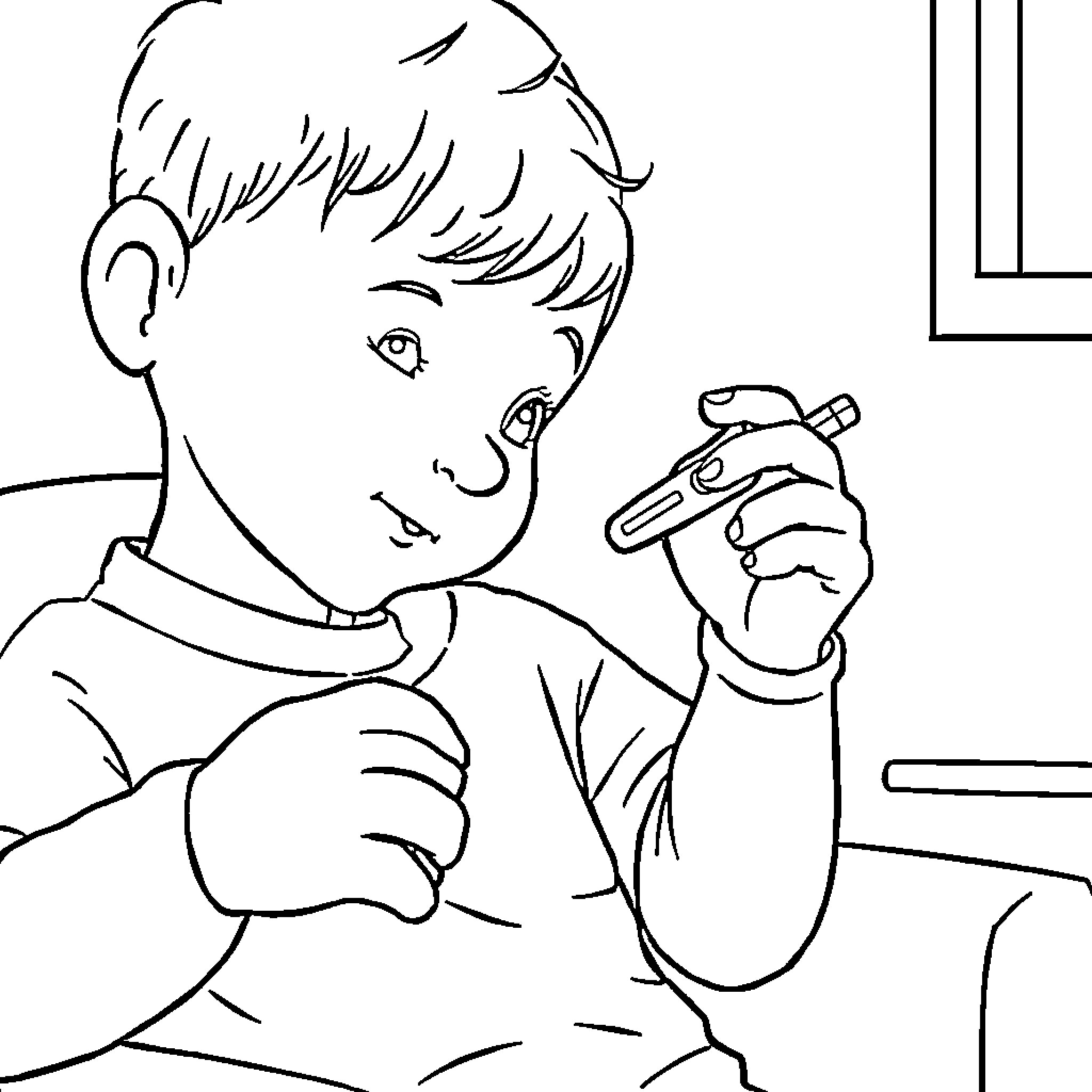 Child playing with toy car Coloring Page (free black-and-white line drawing printable PDF for all, from beginners to advanced learners, including children, teens, adults, and seniors)