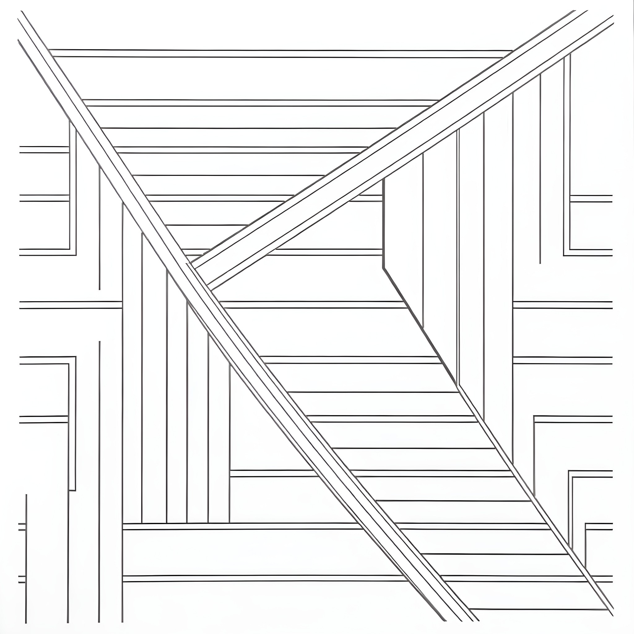Band of abstract geometric lines and shapes Coloring Page (free black-and-white line drawing printable PDF for all, from beginners to advanced learners, including children, teens, adults, and seniors)