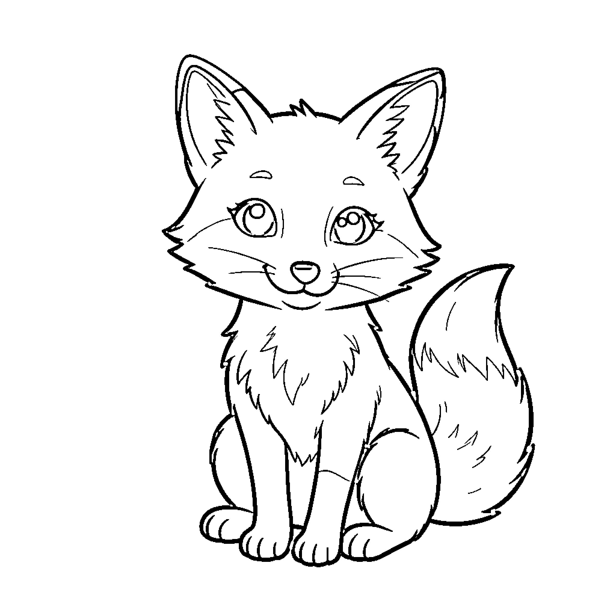 Zorrito sitting calmly with a gentle smile Coloring Page (free black-and-white line drawing printable PDF for all, from beginners to advanced learners, including children, teens, adults, and seniors)