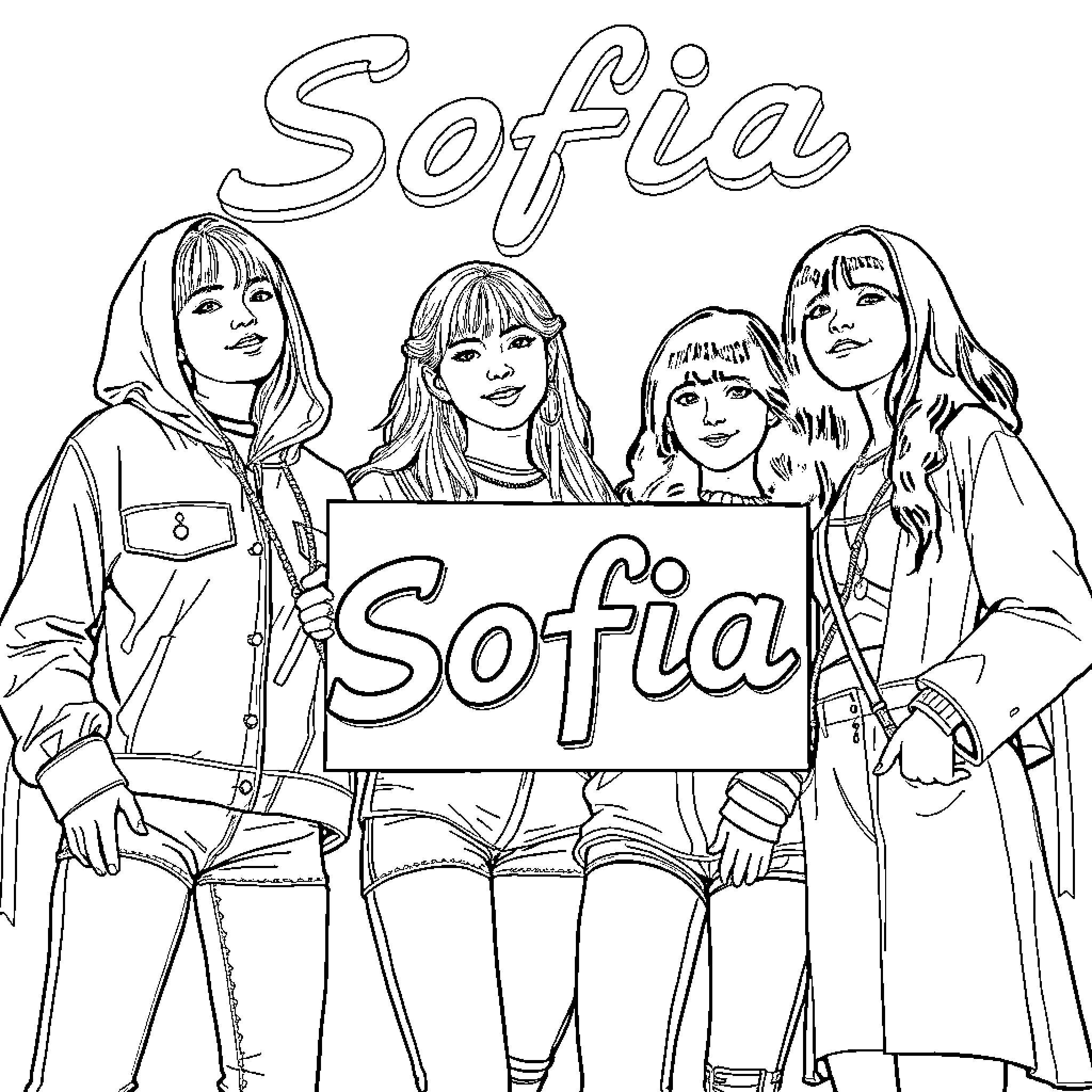 Guerrera Sofia: Fearless Females Showcasing Camaraderie Coloring Page (free black-and-white line drawing printable PDF for all, from beginners to advanced learners, including children, teens, adults, and seniors)