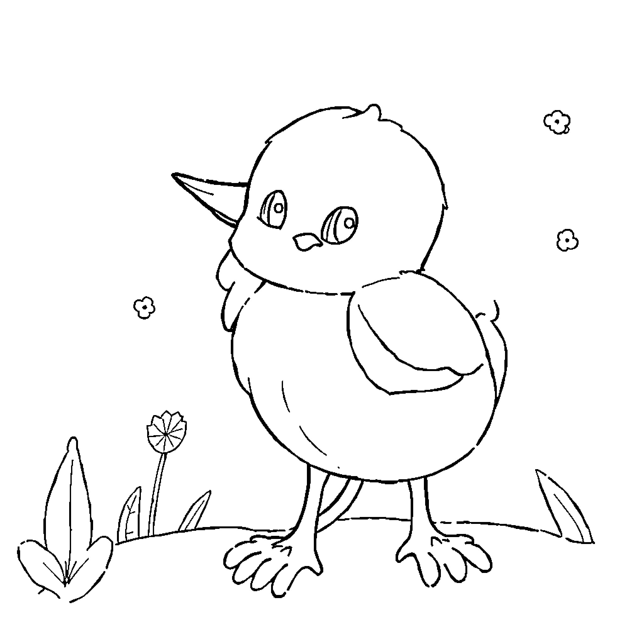 Dibujo of a cheerful bird in a natural setting Coloring Page (free black-and-white line drawing printable PDF for all, from beginners to advanced learners, including children, teens, adults, and seniors)