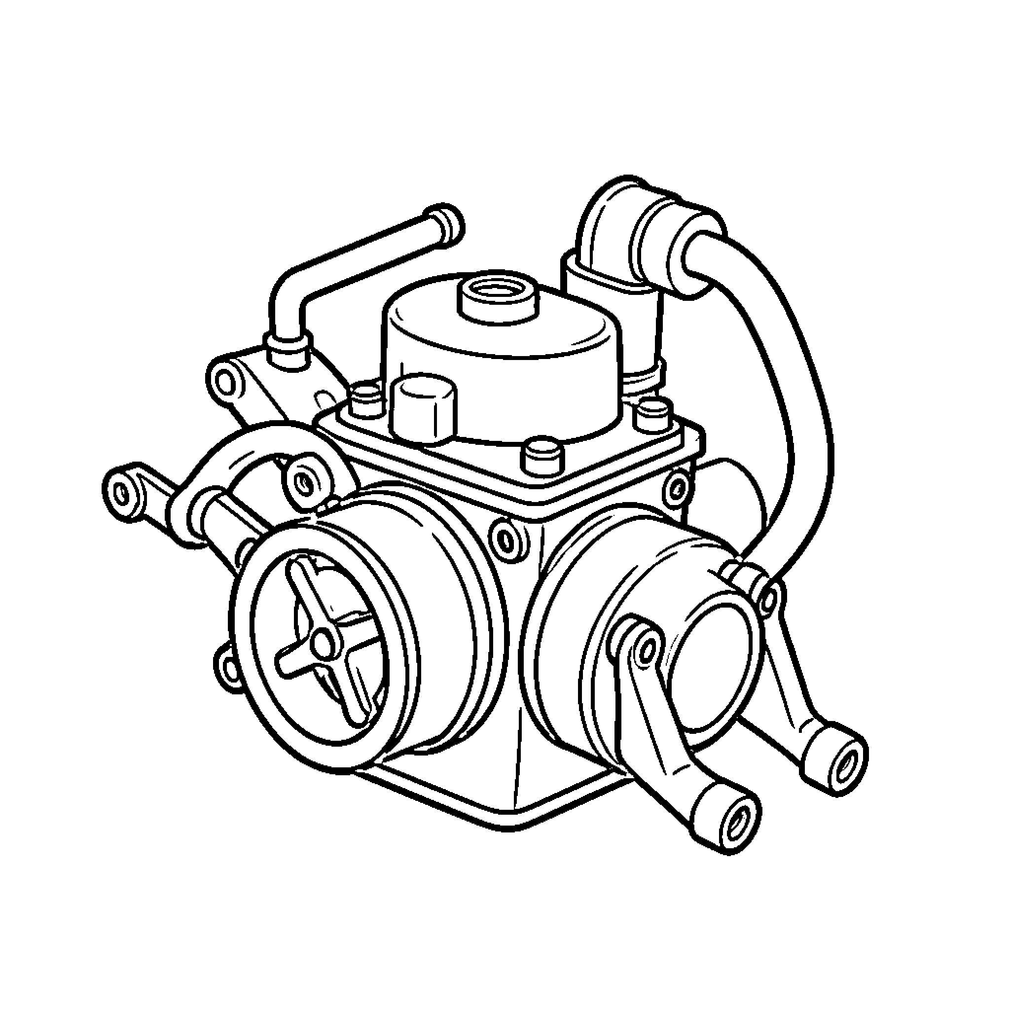 Carburetor mechanical components and assembly Coloring Page (free black-and-white line drawing printable PDF for all, from beginners to advanced learners, including children, teens, adults, and seniors)