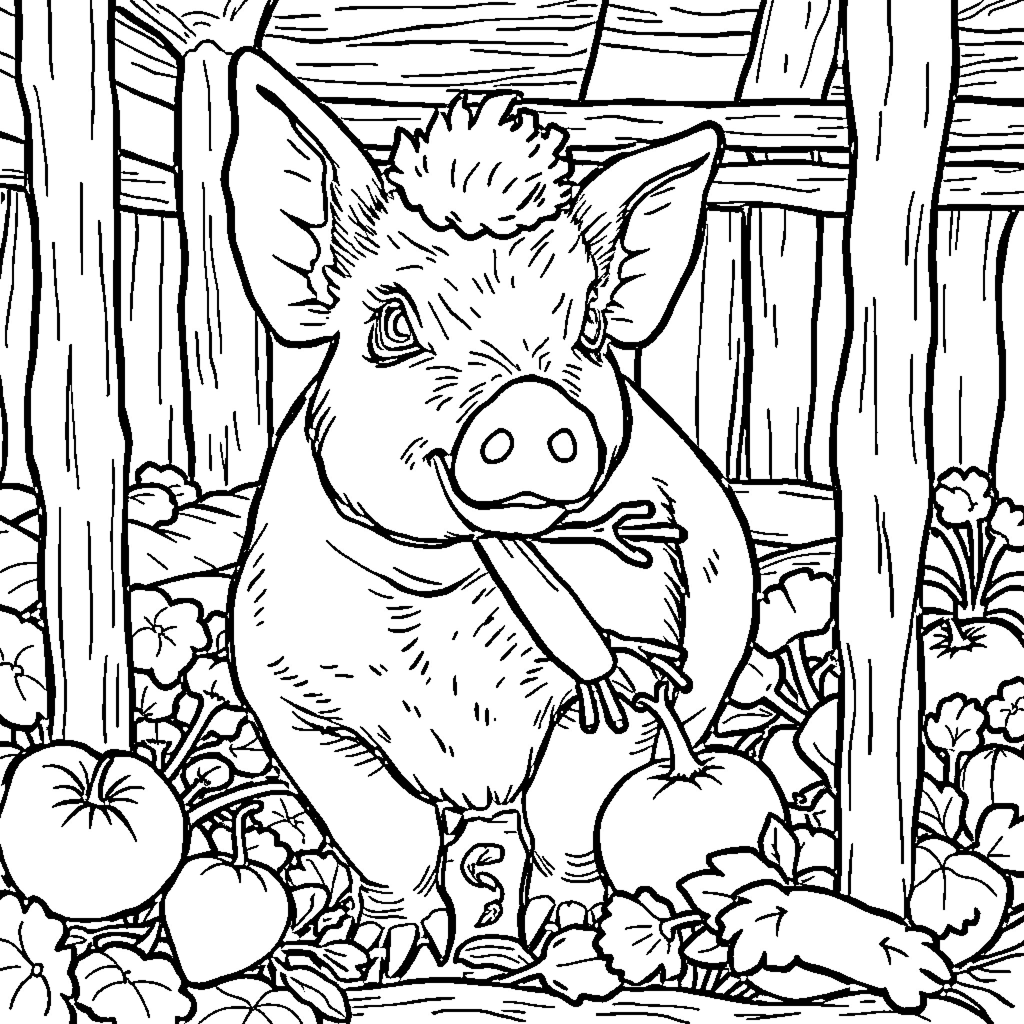 Guinea Pig exploring the wilderness Coloring Page (free black-and-white line drawing printable PDF for all, from beginners to advanced learners, including children, teens, adults, and seniors)