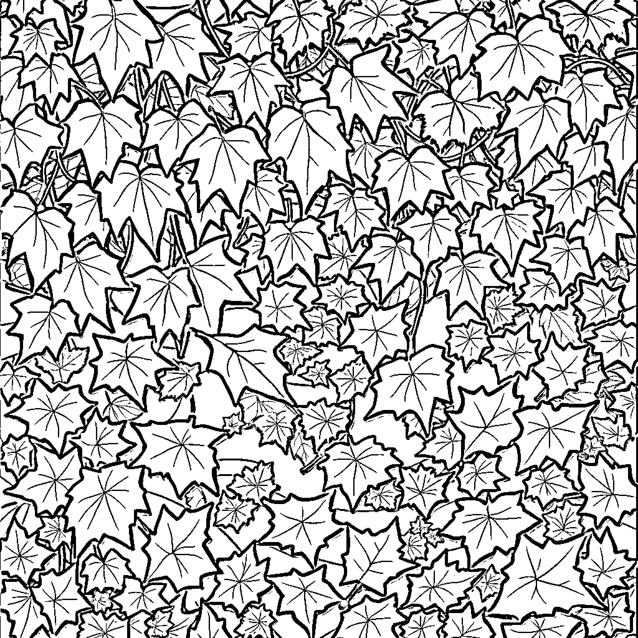 Triangle Shaped Leaves Patterns Coloring Page (free black-and-white line drawing printable PDF for all, from beginners to advanced learners, including children, teens, adults, and seniors)