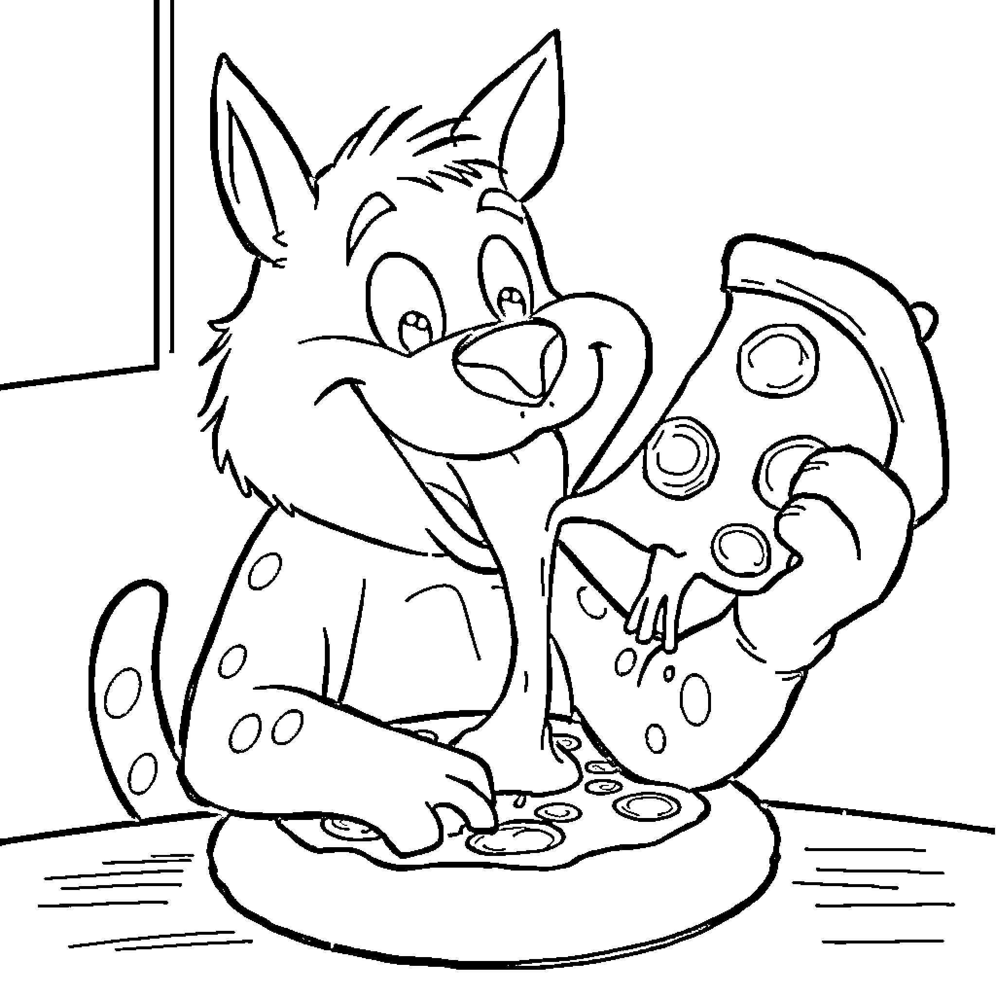 Huntrix enjoying a tasty meal Coloring Page (free black-and-white line drawing printable PDF for all, from beginners to advanced learners, including children, teens, adults, and seniors)