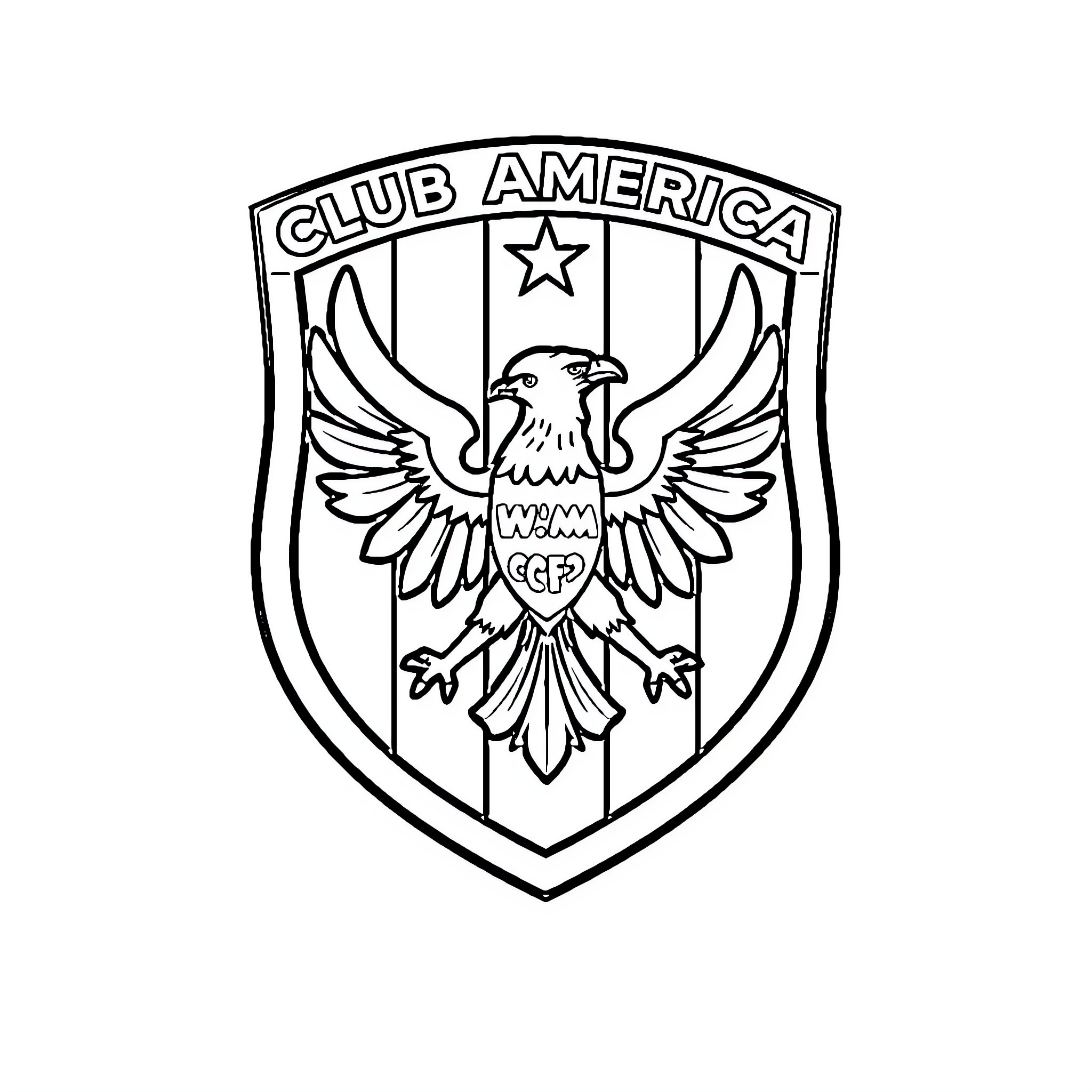 America Shield: Patriotic Eagle Emblem Coloring Page (free black-and-white line drawing printable PDF for all, from beginners to advanced learners, including children, teens, adults, and seniors)