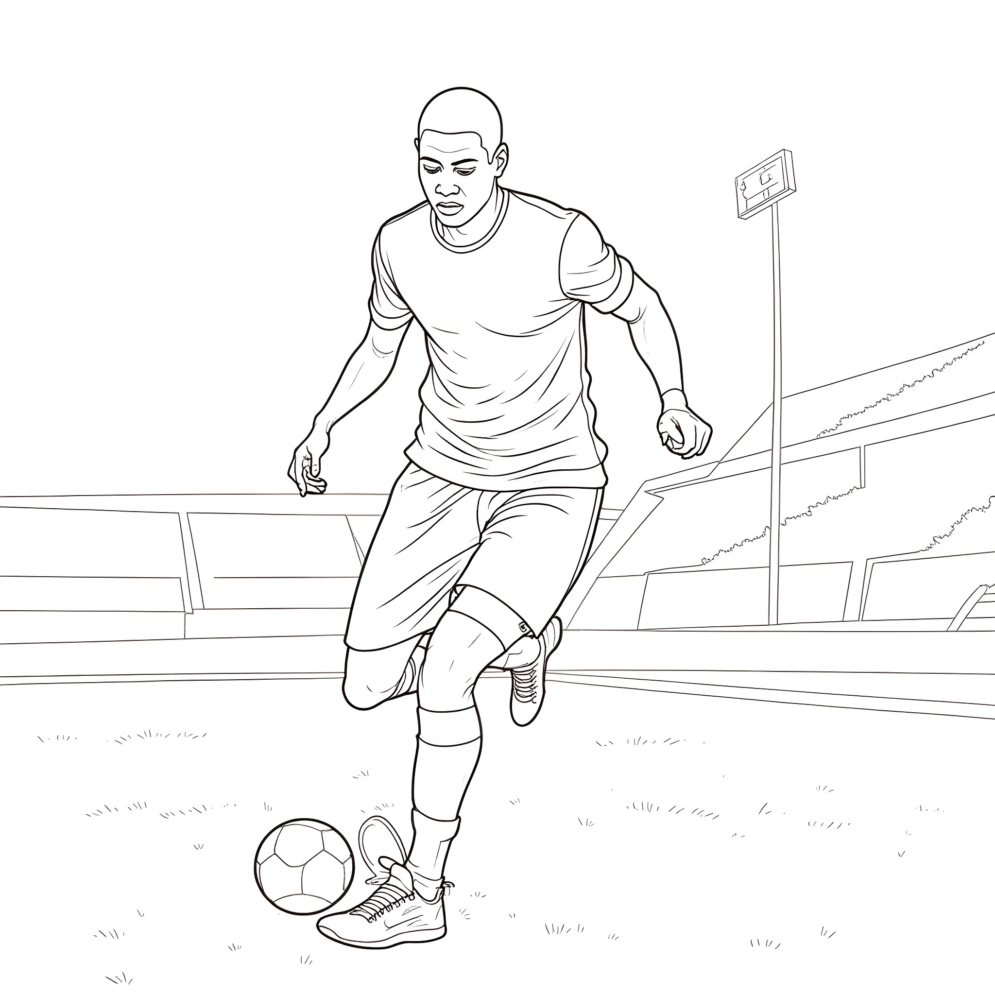 Nana Akufo-Addo playing soccer on the field Coloring Page (free black-and-white line drawing printable PDF for all, from beginners to advanced learners, including children, teens, adults, and seniors)
