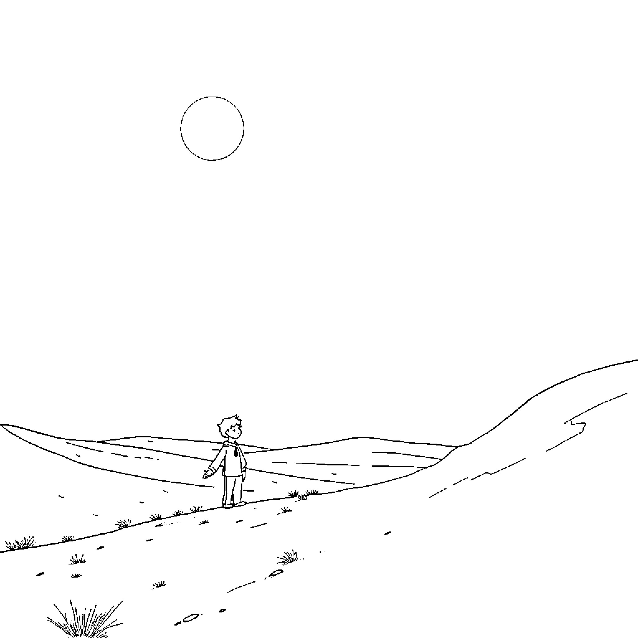 Traveler admiring the scenic landscape Coloring Page (free black-and-white line drawing printable PDF for all, from beginners to advanced learners, including children, teens, adults, and seniors)