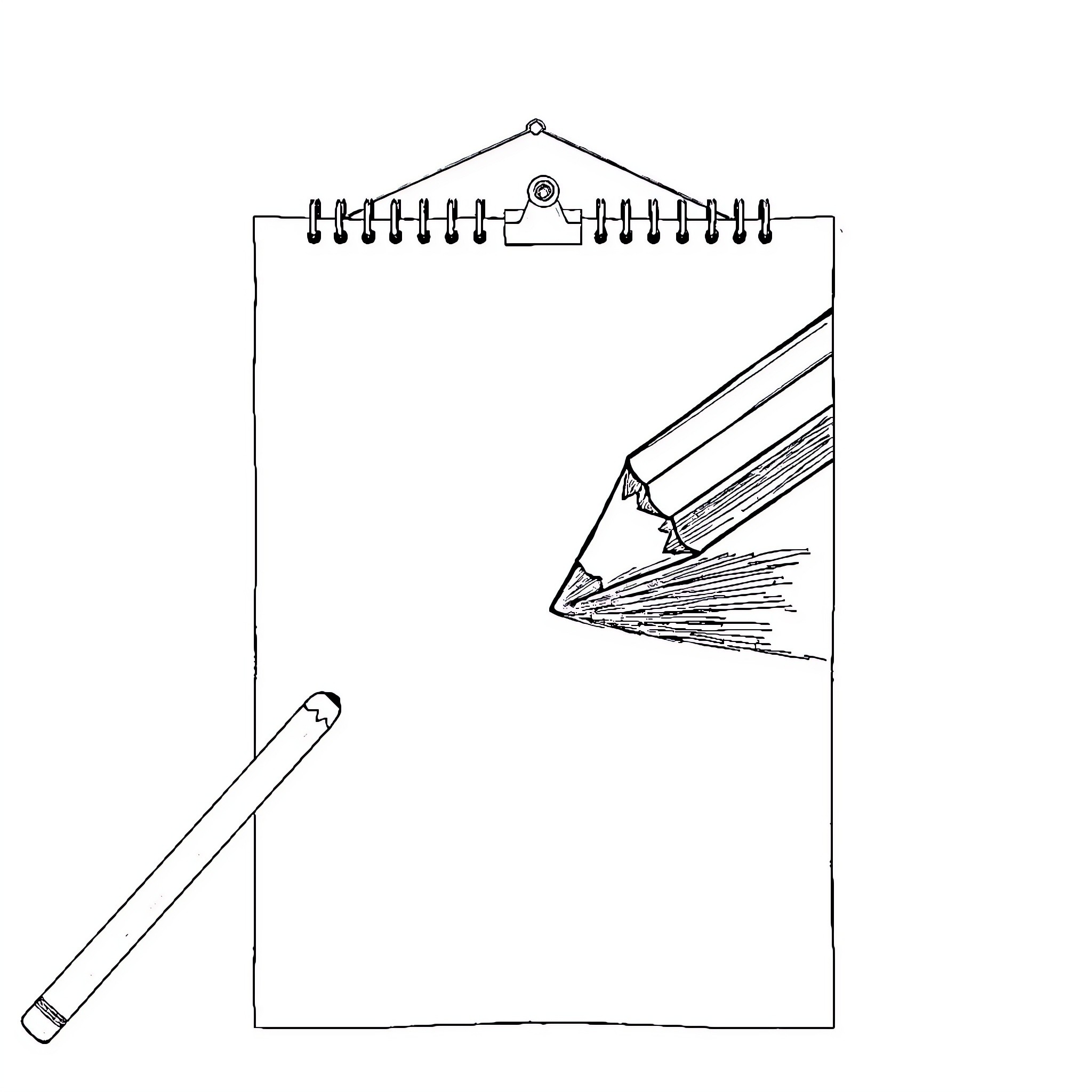 Pencil drawing in sketchbook Coloring Page (free black-and-white line drawing printable PDF for all, from beginners to advanced learners, including children, teens, adults, and seniors)
