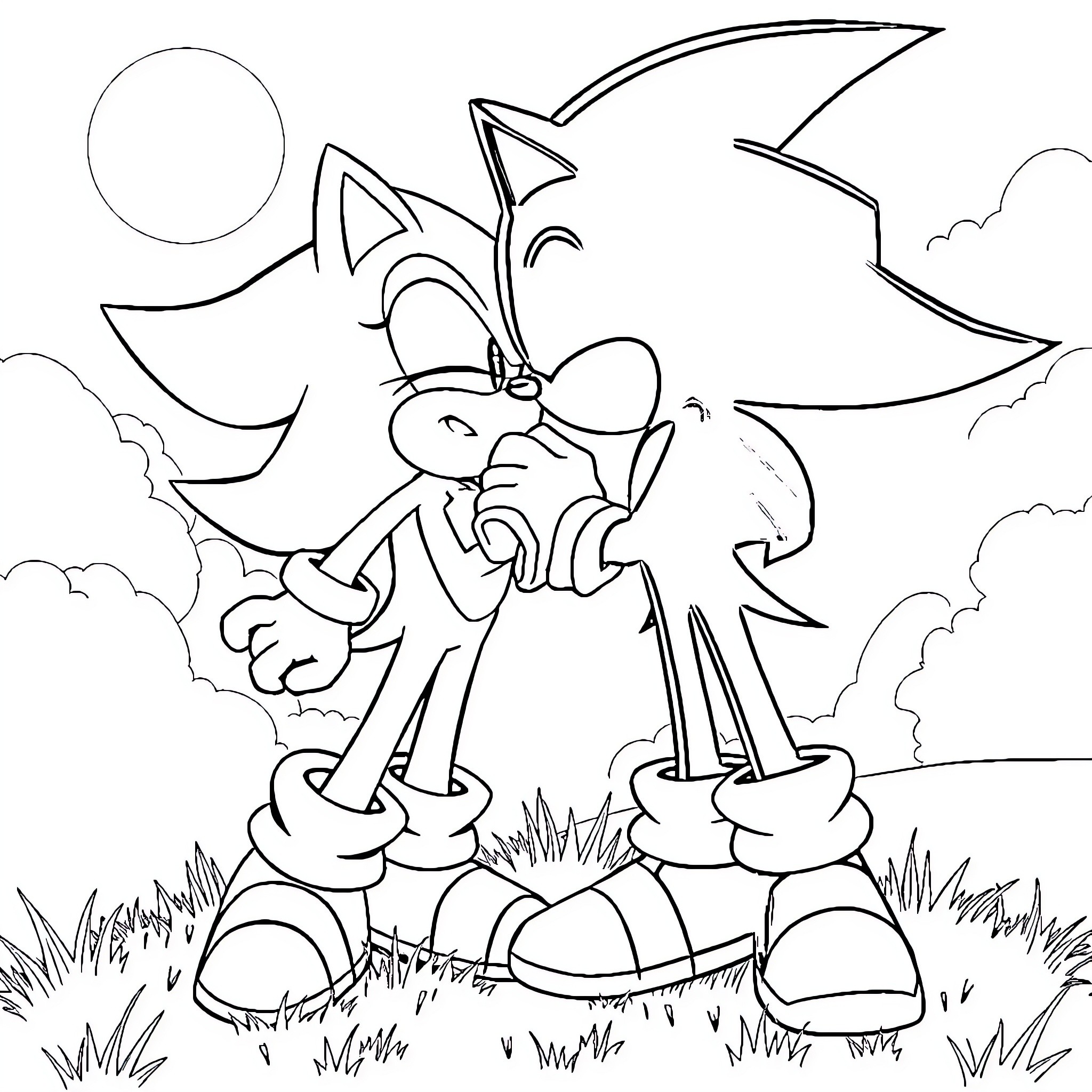Shadow of a hedgehog running through the field Coloring Page (free black-and-white line drawing printable PDF for all, from beginners to advanced learners, including children, teens, adults, and seniors)