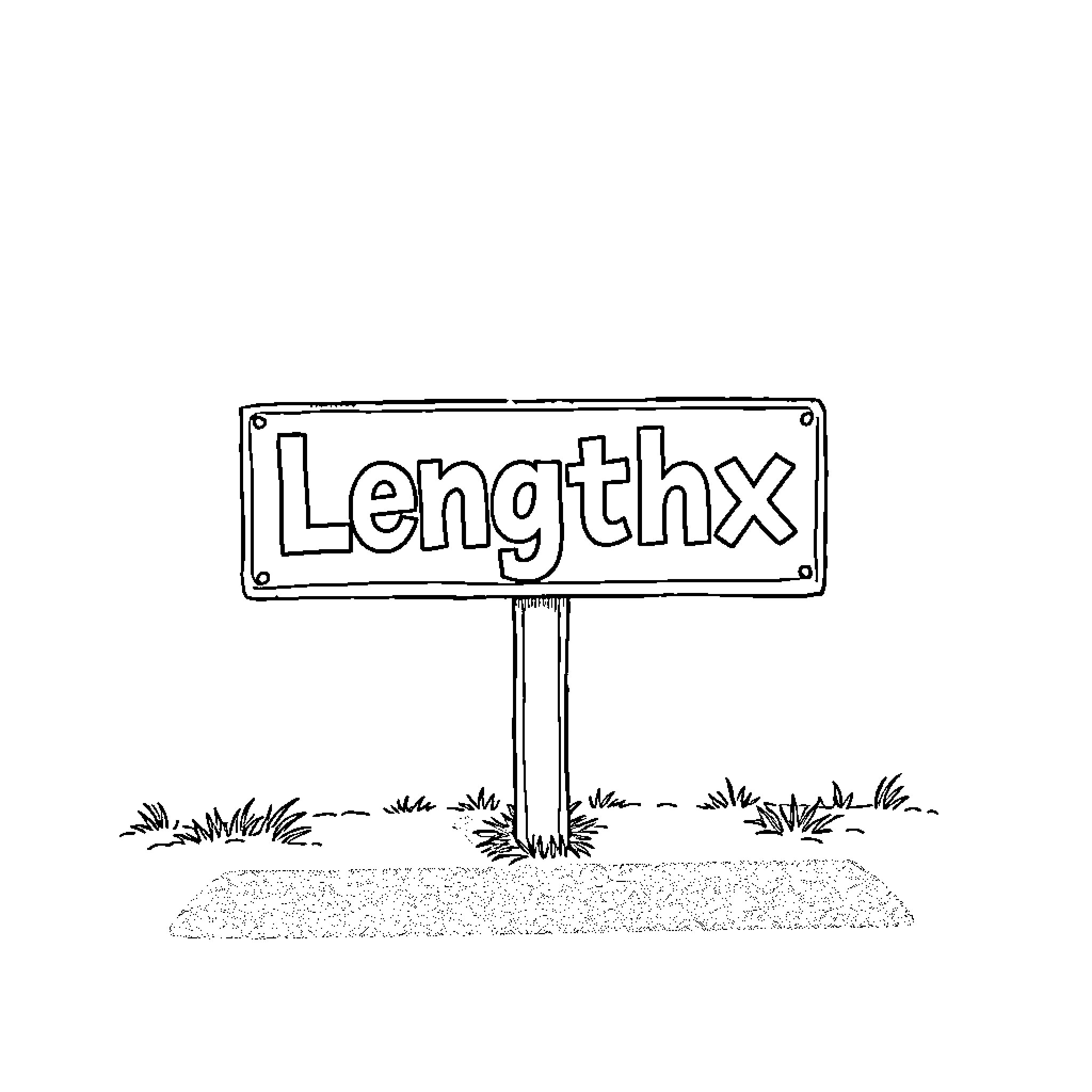 Sign for Lengthx Coloring Page (free black-and-white line drawing printable PDF for all, from beginners to advanced learners, including children, teens, adults, and seniors)