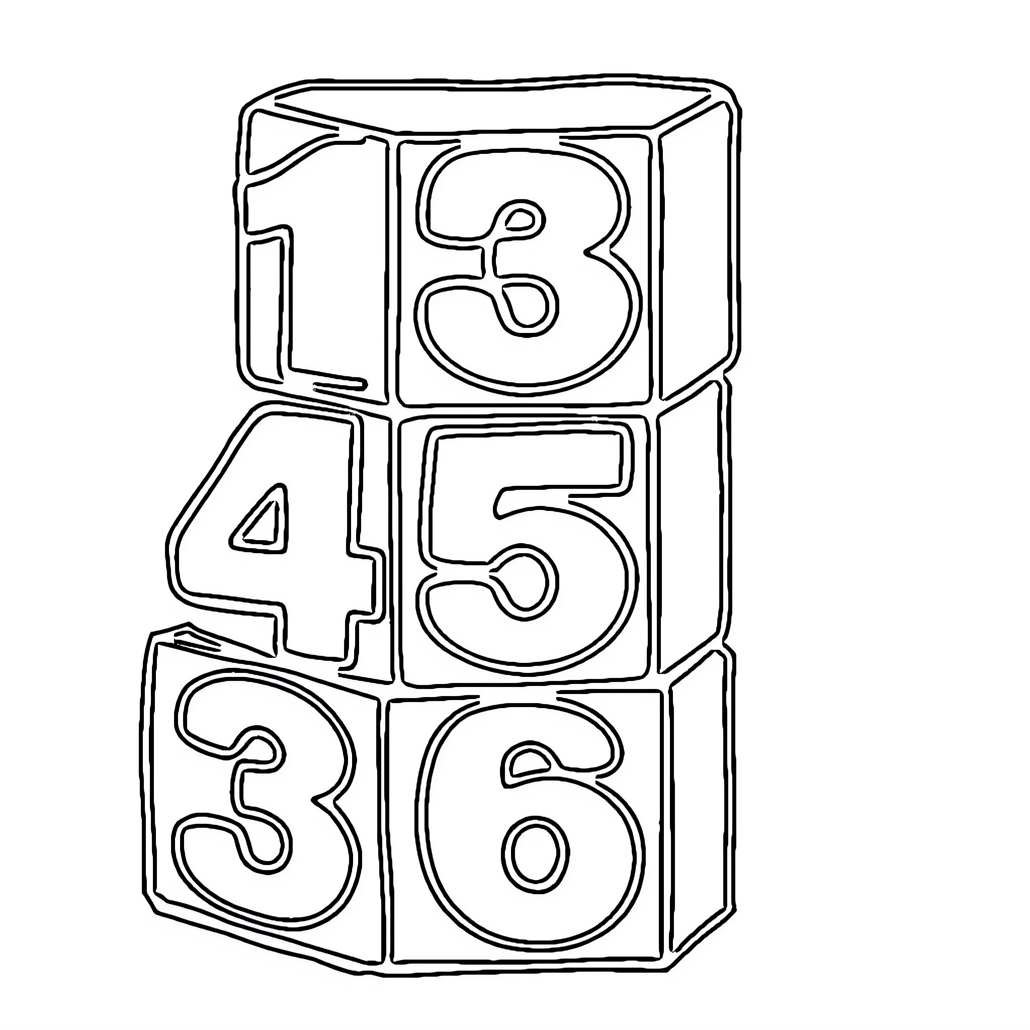 Numberblox stacked in three rows Coloring Page (free black-and-white line drawing printable PDF for all, from beginners to advanced learners, including children, teens, adults, and seniors)