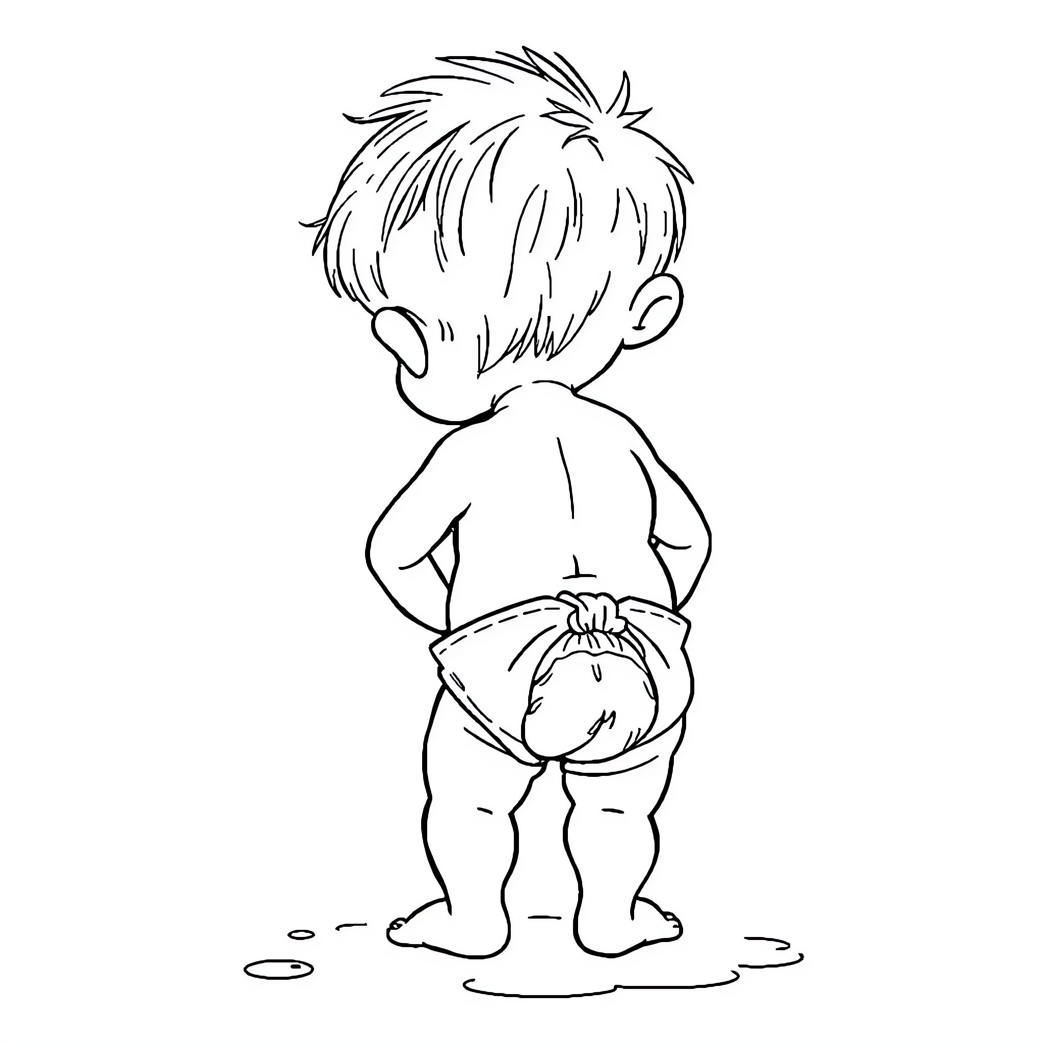 Poop time for a toddler Coloring Page (free black-and-white line drawing printable PDF for all, from beginners to advanced learners, including children, teens, adults, and seniors)