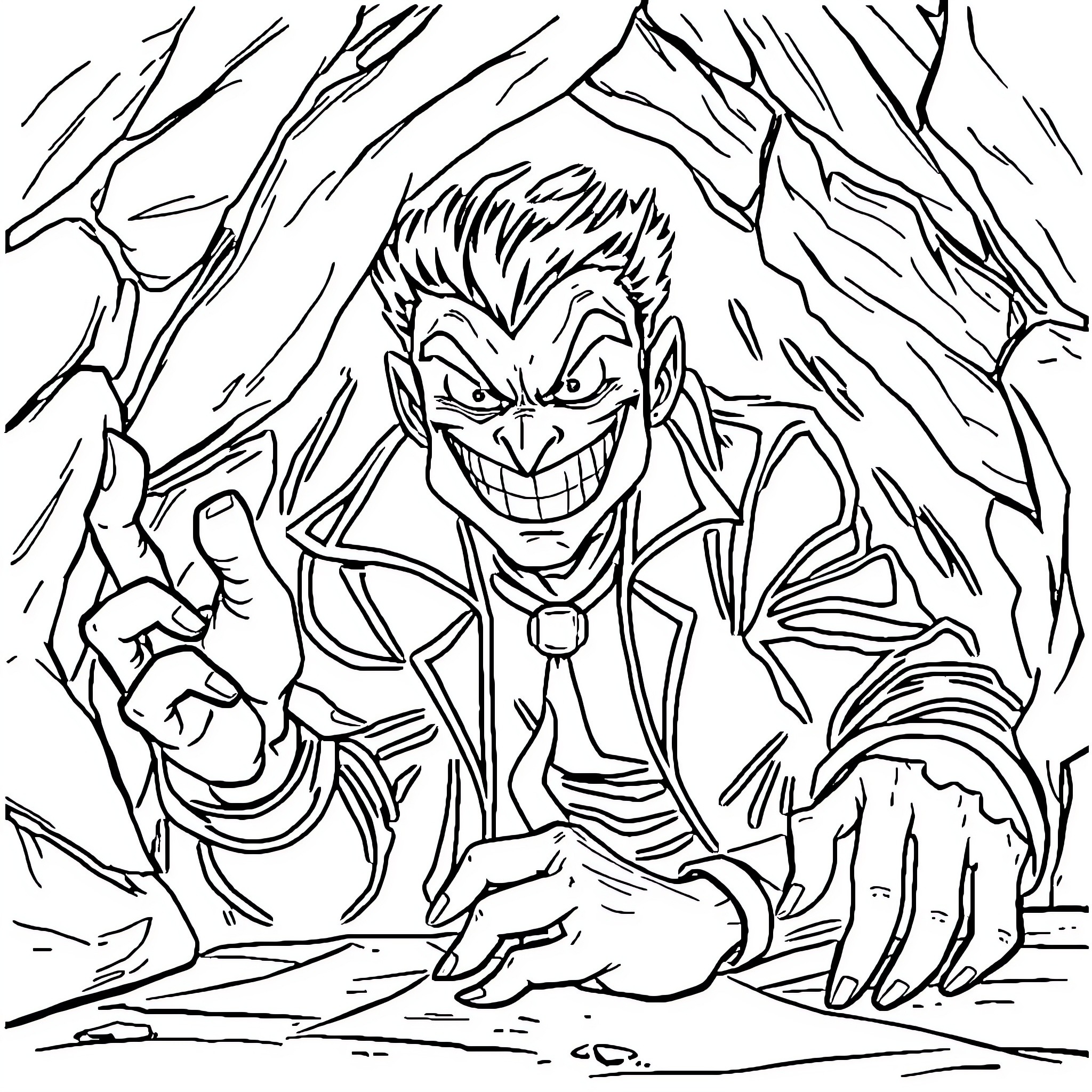 Ryan's Mischievous Adventure in the Twisted Forest Coloring Page (free black-and-white line drawing printable PDF for all, from beginners to advanced learners, including children, teens, adults, and seniors)
