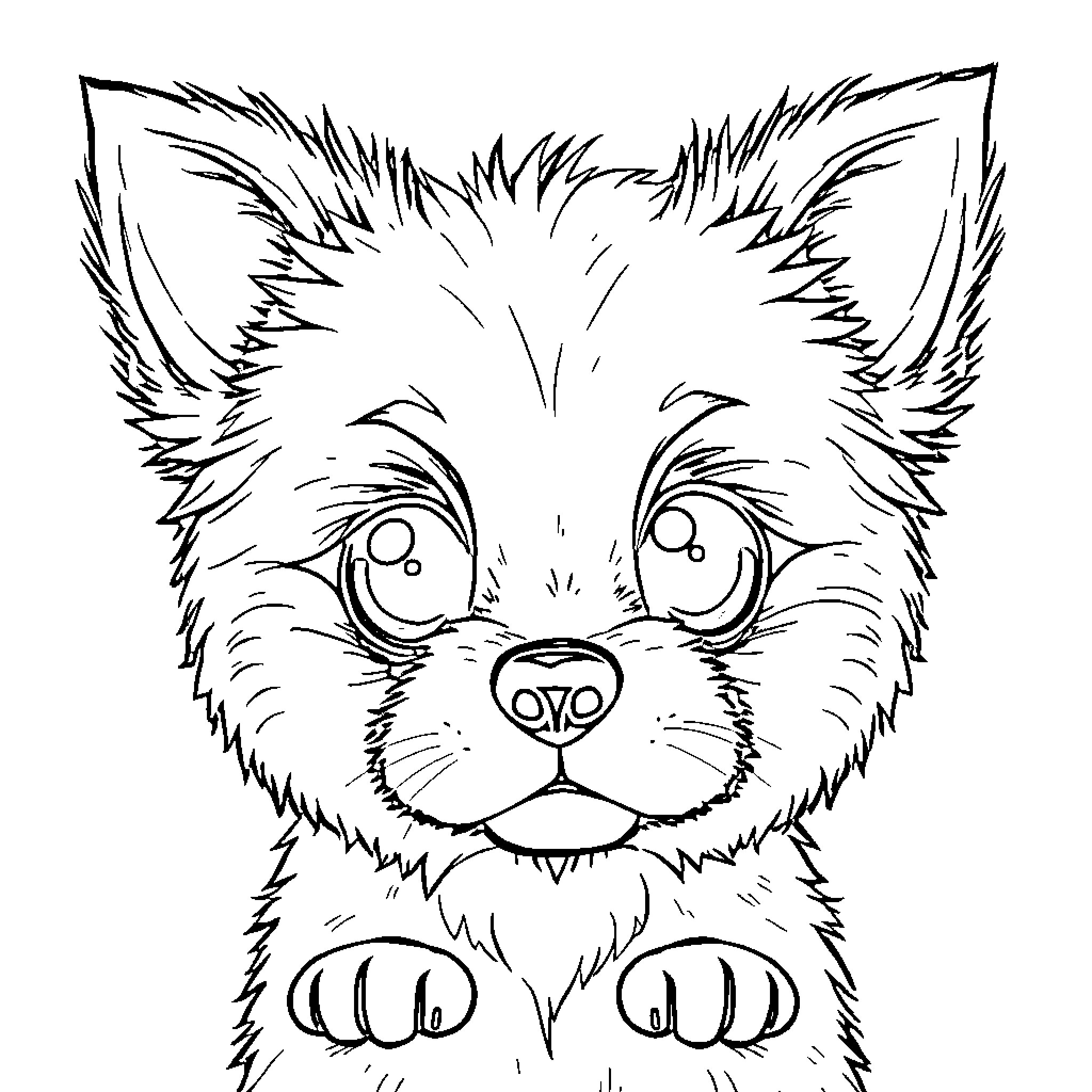 La Bubu's Curious Gaze Coloring Page (free black-and-white line drawing printable PDF for all, from beginners to advanced learners, including children, teens, adults, and seniors)