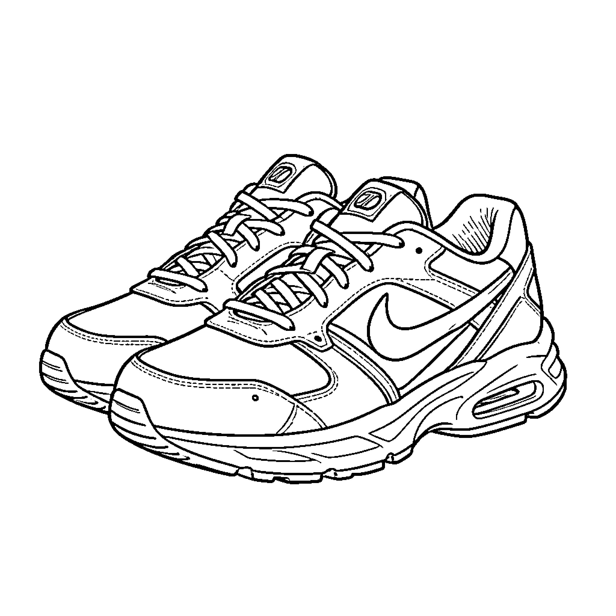 Shoe Laces and Sneakers Illustration Coloring Page (free black-and-white line drawing printable PDF for all, from beginners to advanced learners, including children, teens, adults, and seniors)