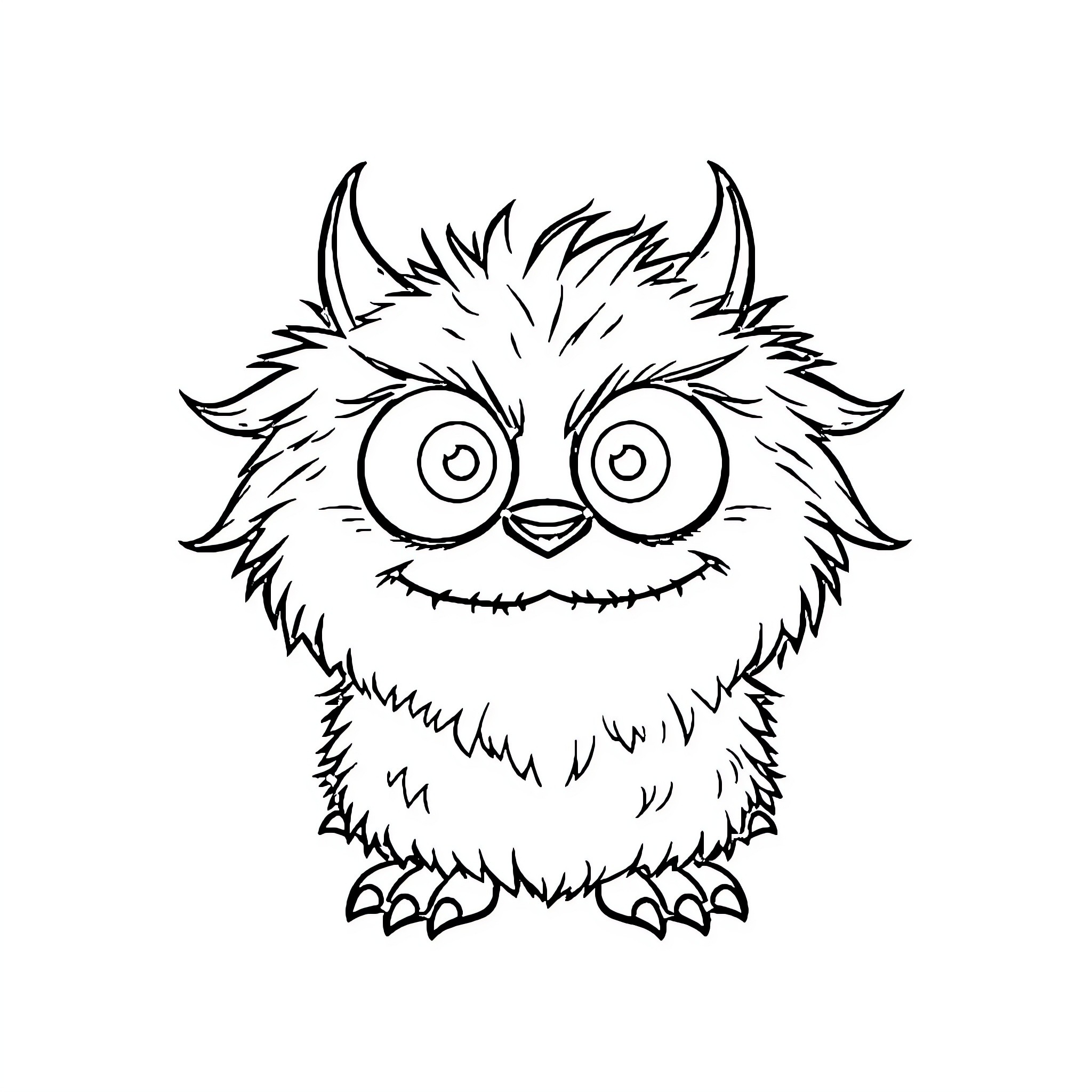 Monster with Mischievous Expression Coloring Page (free black-and-white line drawing printable PDF for all, from beginners to advanced learners, including children, teens, adults, and seniors)