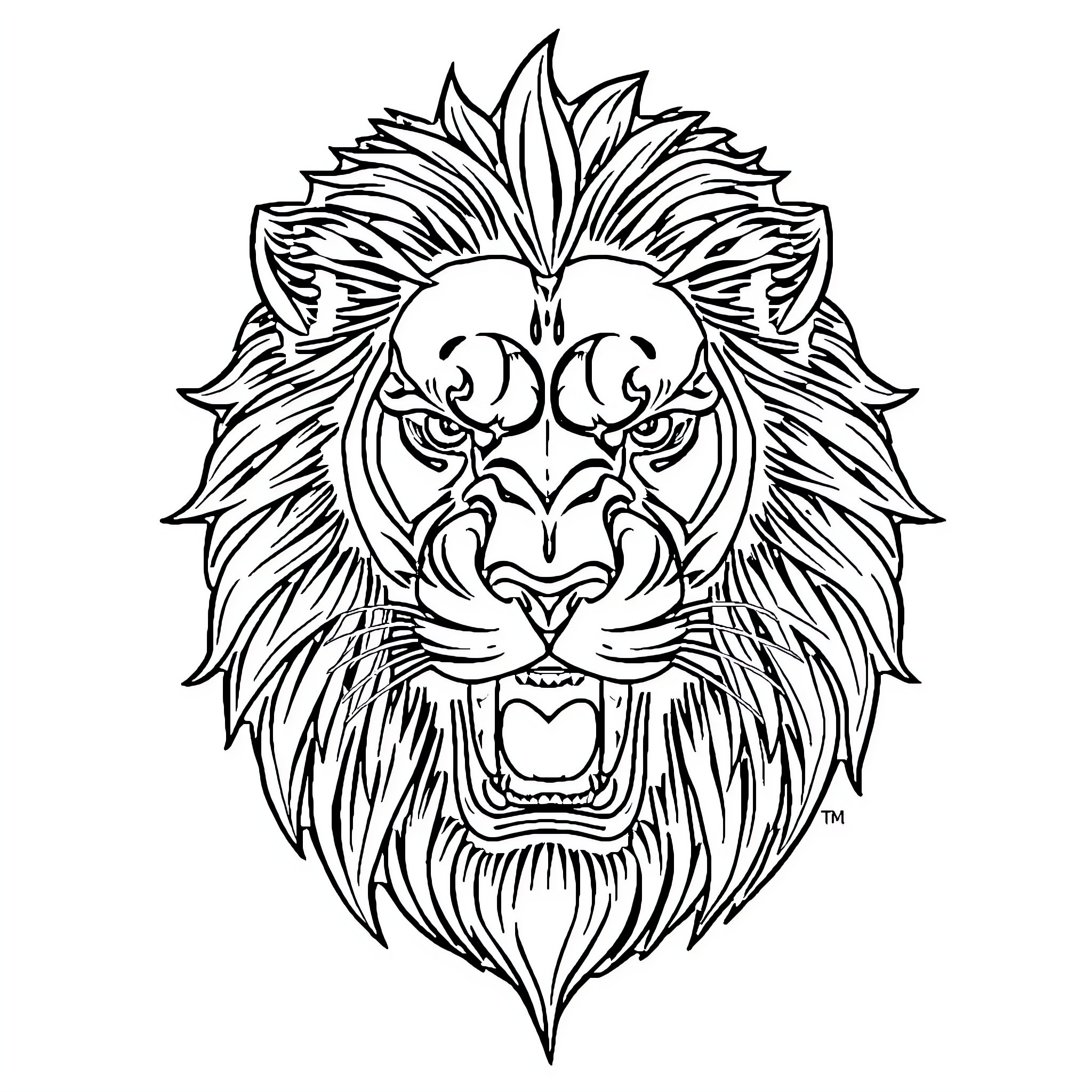Lion Roaring with Fierce Expression Coloring Page (free black-and-white line drawing printable PDF for all, from beginners to advanced learners, including children, teens, adults, and seniors)