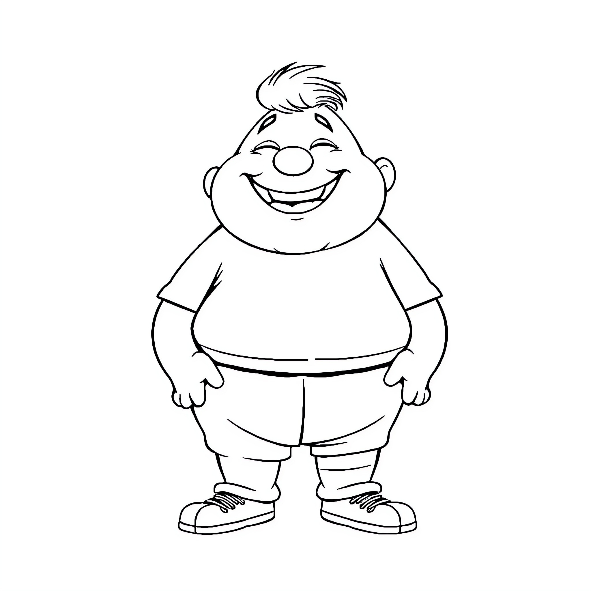 Guy smiling joyfully in casual outfit Coloring Page (free black-and-white line drawing printable PDF for all, from beginners to advanced learners, including children, teens, adults, and seniors)