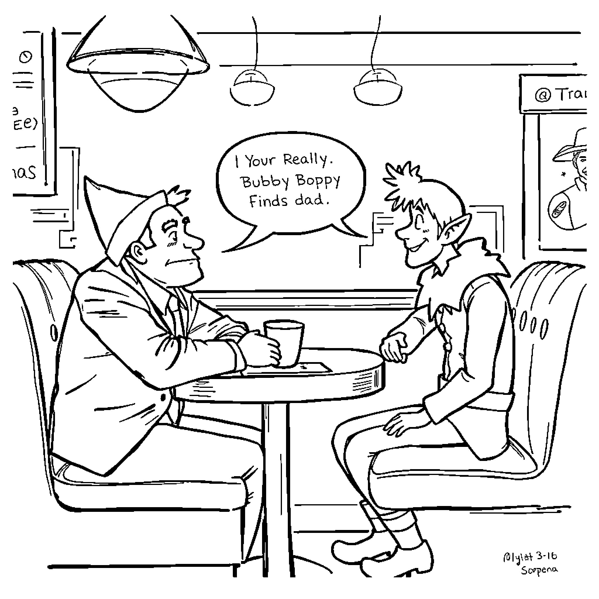 Tony Soprano has a casual conversation with his colleague Coloring Page (free black-and-white line drawing printable PDF for all, from beginners to advanced learners, including children, teens, adults, and seniors)