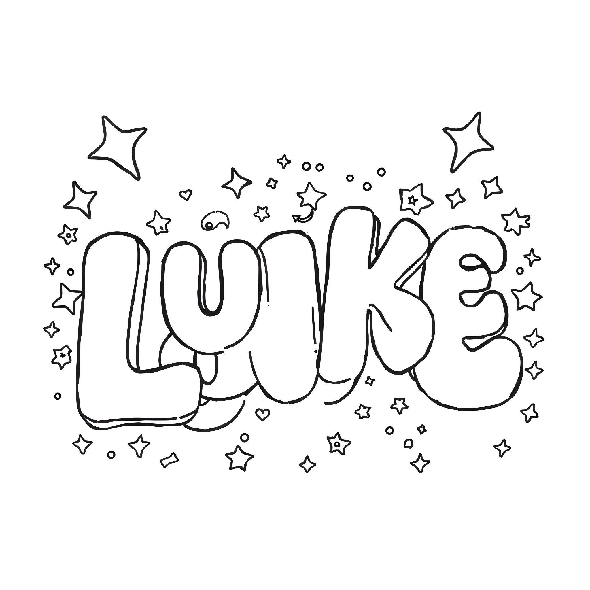 Luke's Stars and Shapes Adventure Coloring Page (free black-and-white line drawing printable PDF for all, from beginners to advanced learners, including children, teens, adults, and seniors)