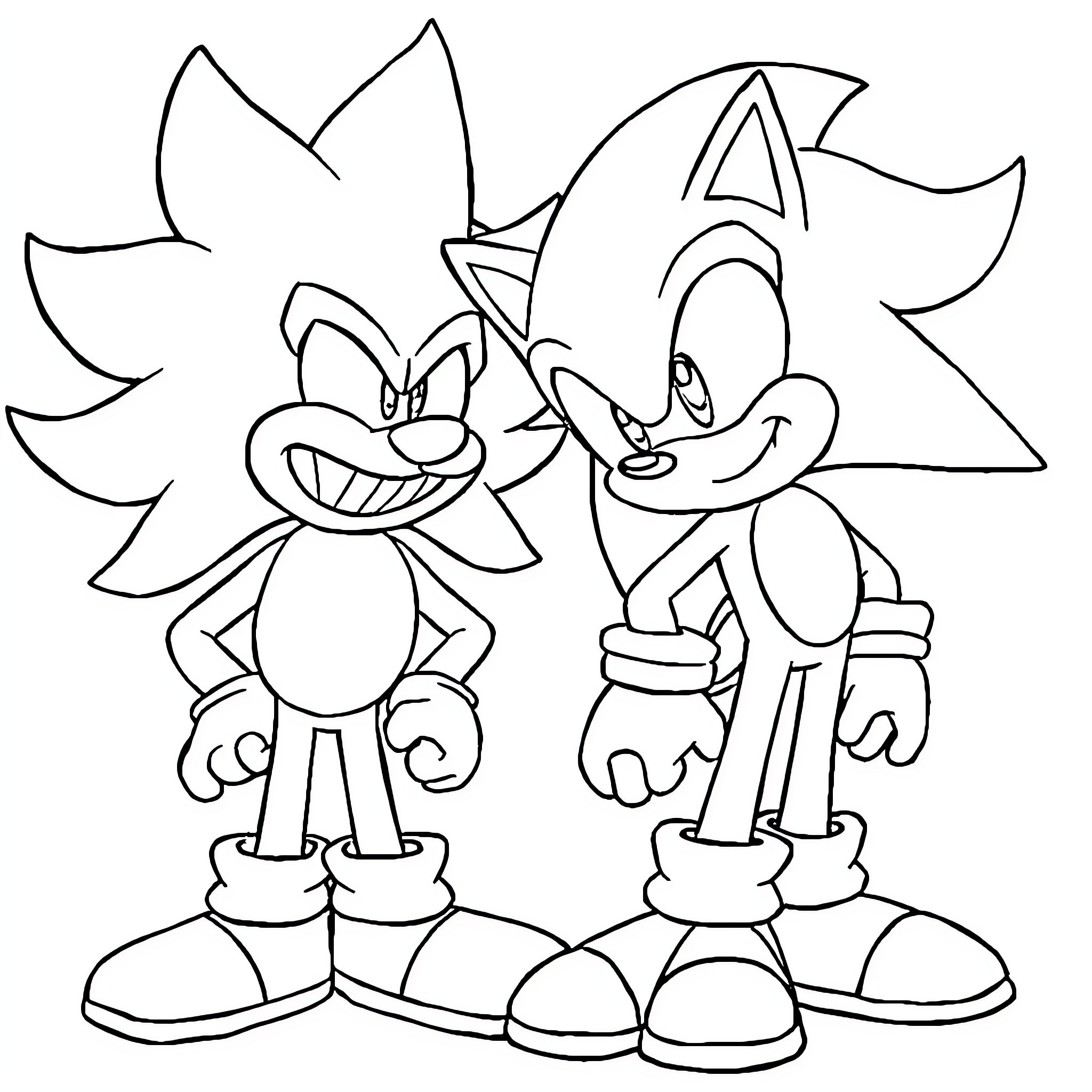 Dr. Eggman faces off against Sonic the Hedgehog Coloring Page (free black-and-white line drawing printable PDF for all, from beginners to advanced learners, including children, teens, adults, and seniors)