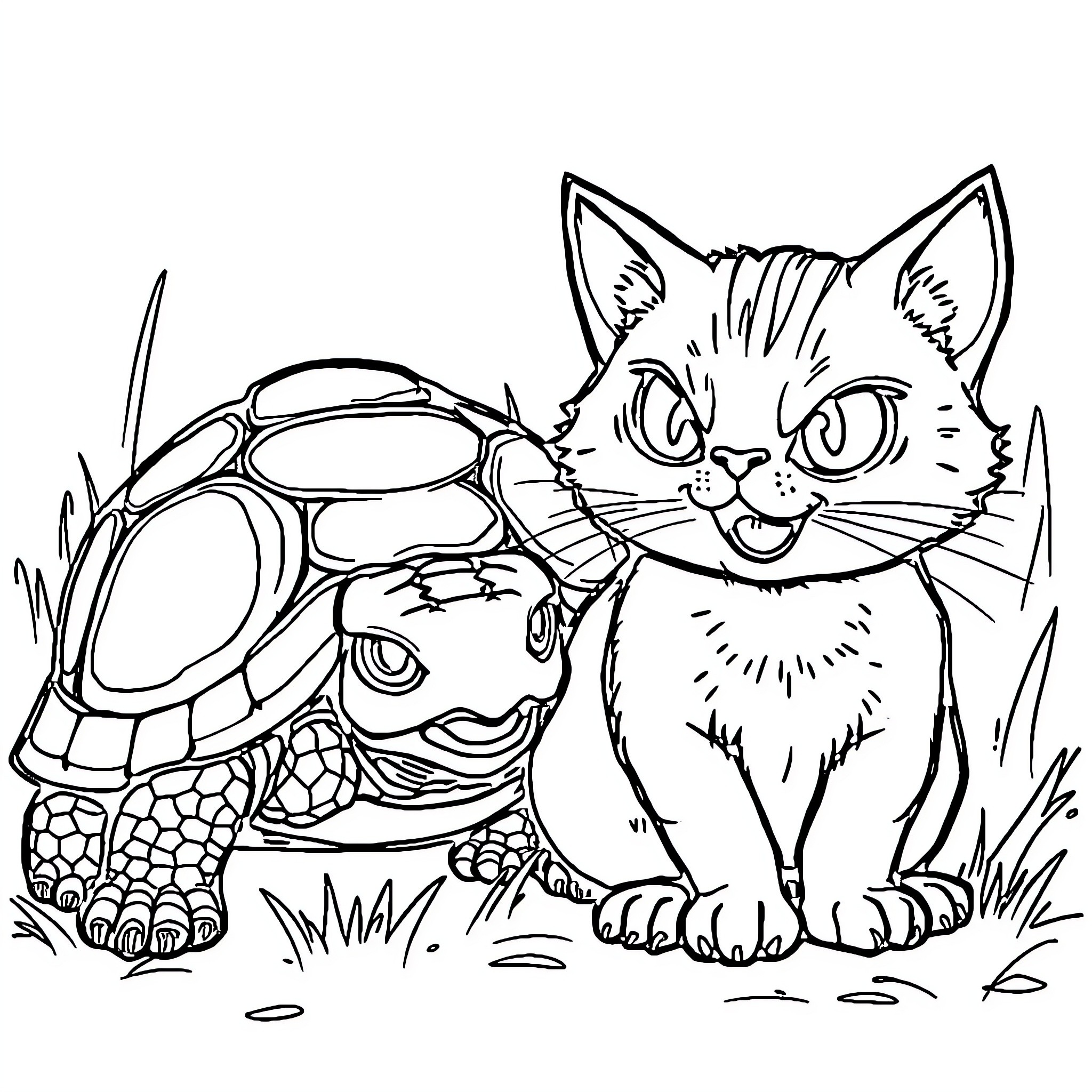 Garfield Encounters a Curious Creature Coloring Page (free black-and-white line drawing printable PDF for all, from beginners to advanced learners, including children, teens, adults, and seniors)