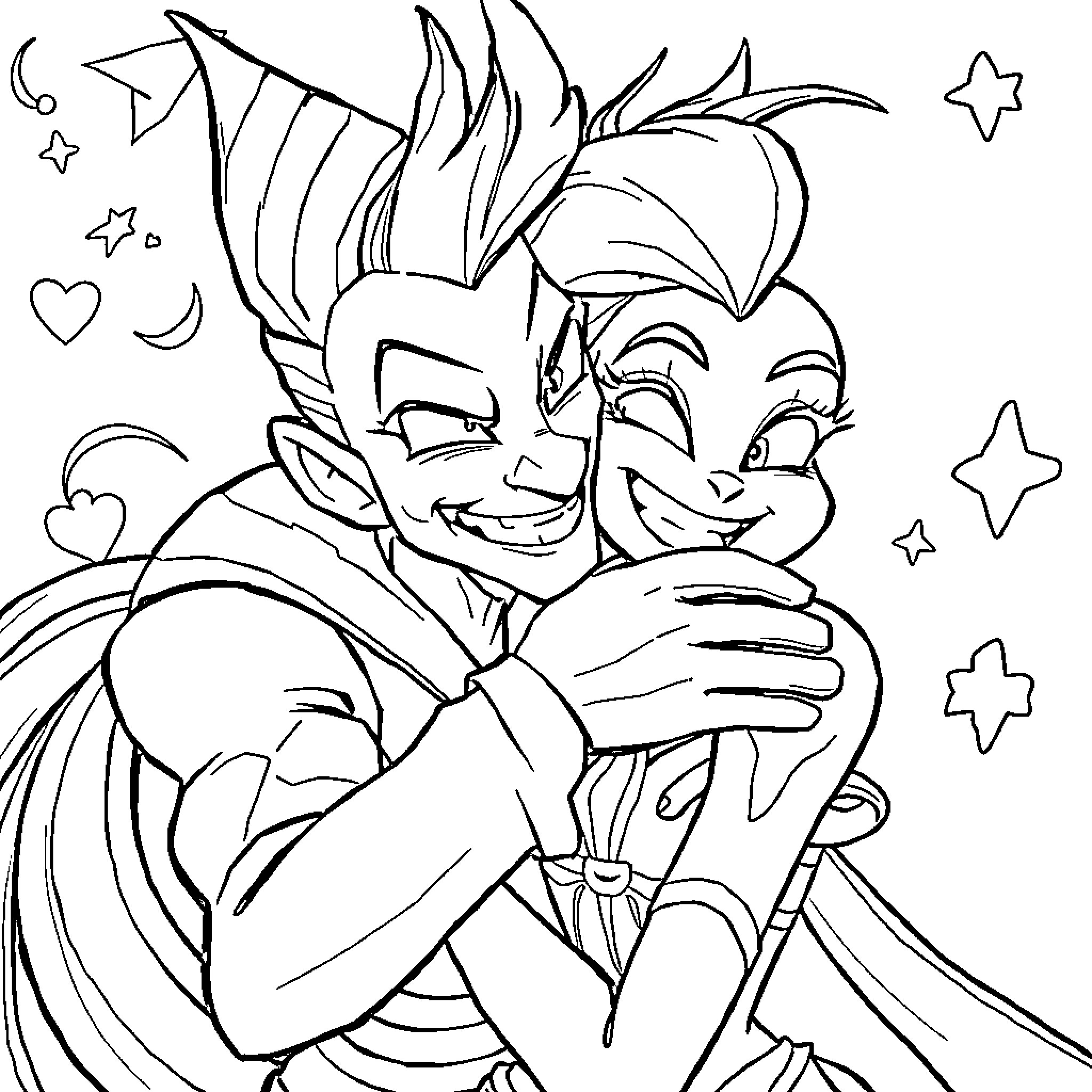 Ekko's Playful Expressions and Gestures Coloring Page (free black-and-white line drawing printable PDF for all, from beginners to advanced learners, including children, teens, adults, and seniors)