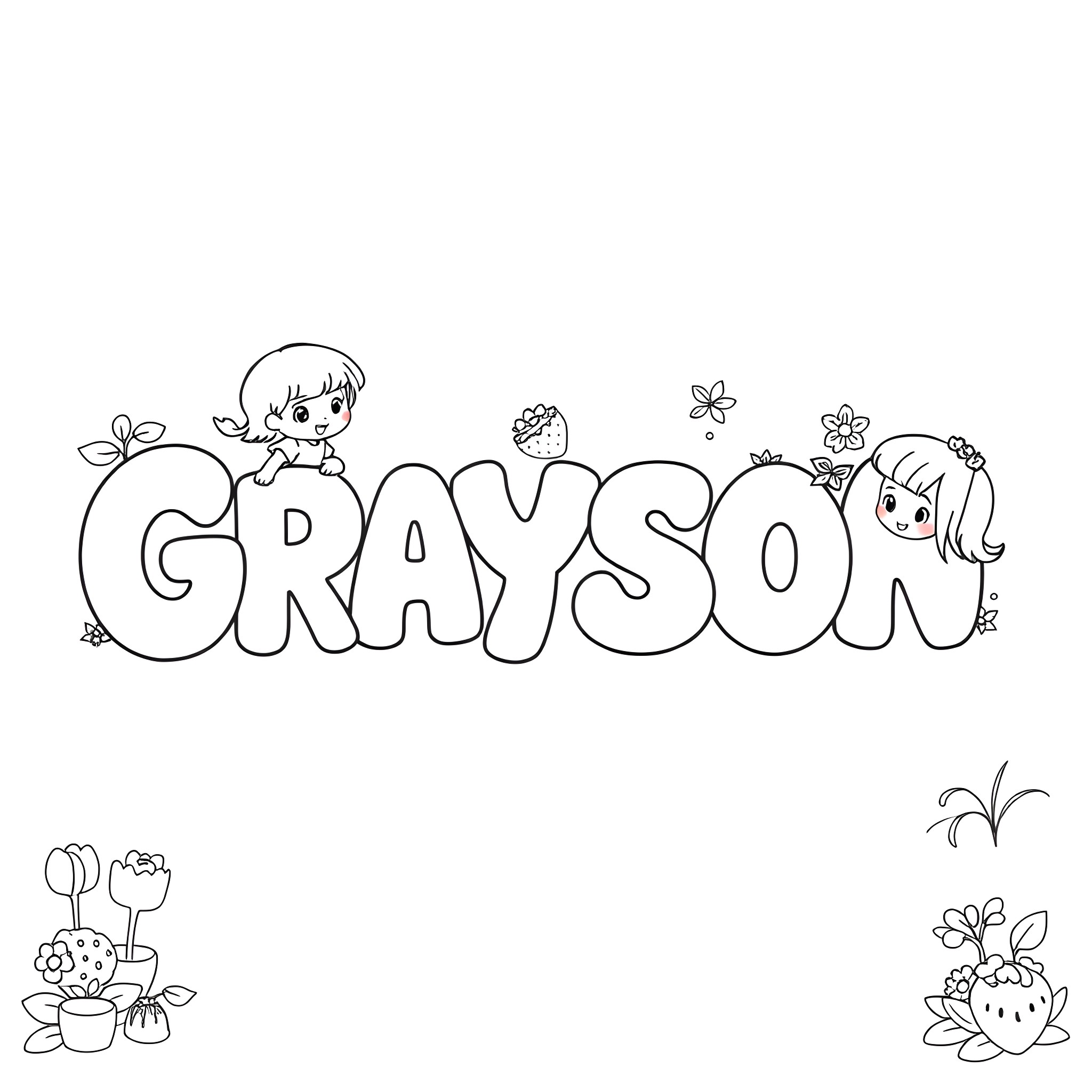 Strawberry Shortcake characters playing together Coloring Page (free black-and-white line drawing printable PDF for all, from beginners to advanced learners, including children, teens, adults, and seniors)